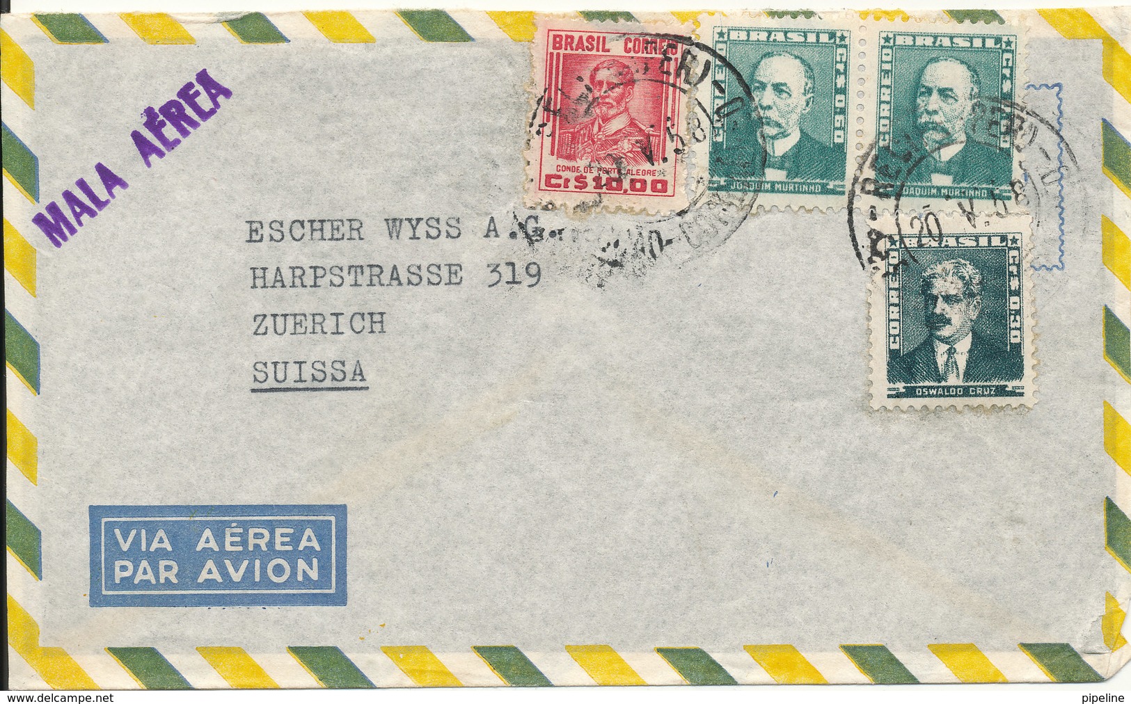 Brazil Air Mail Cover Sent To Switzerland 1958 - Luchtpost