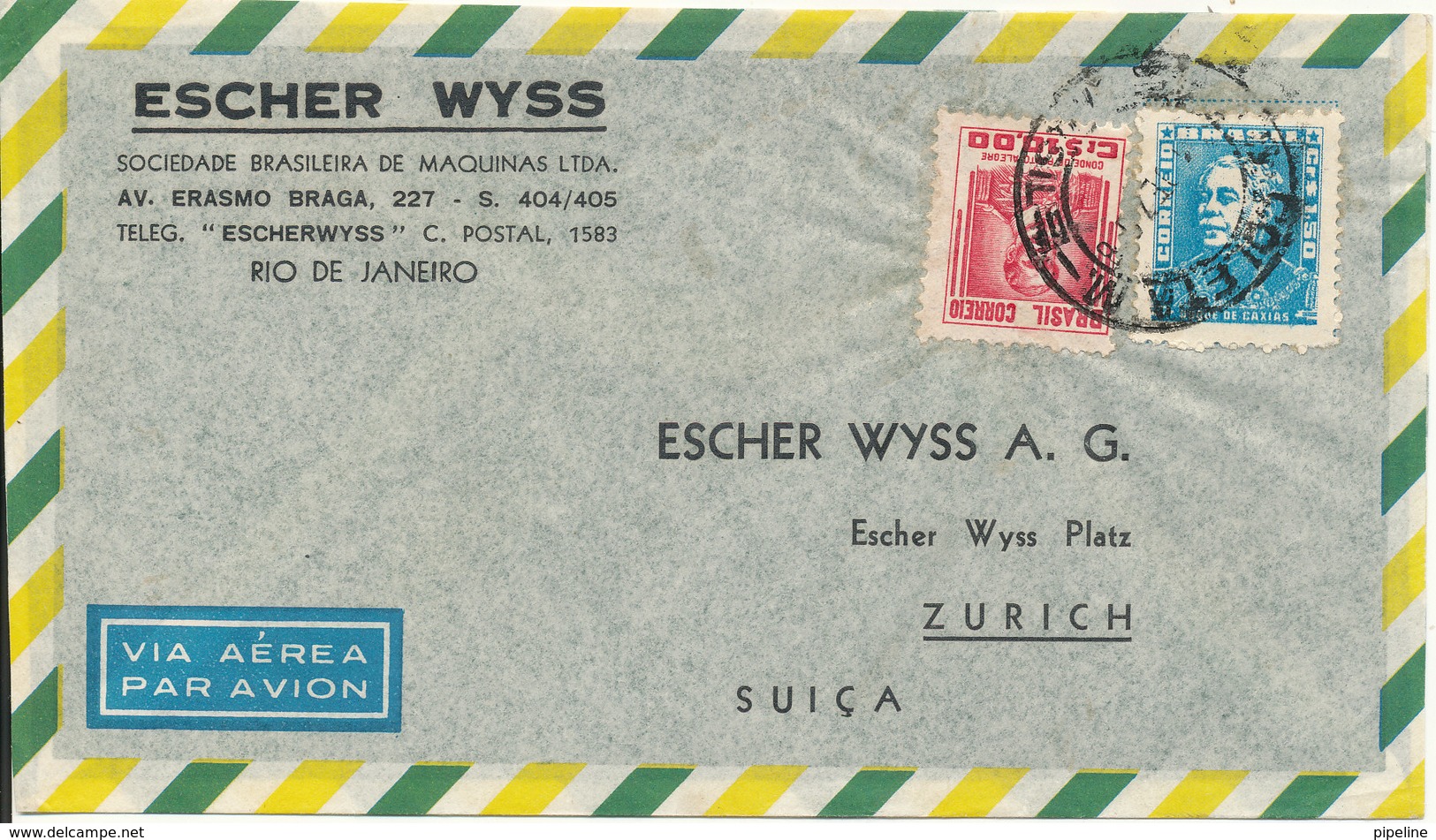 Brazil Air Mail Cover Sent To Switzerland 1958 - Airmail