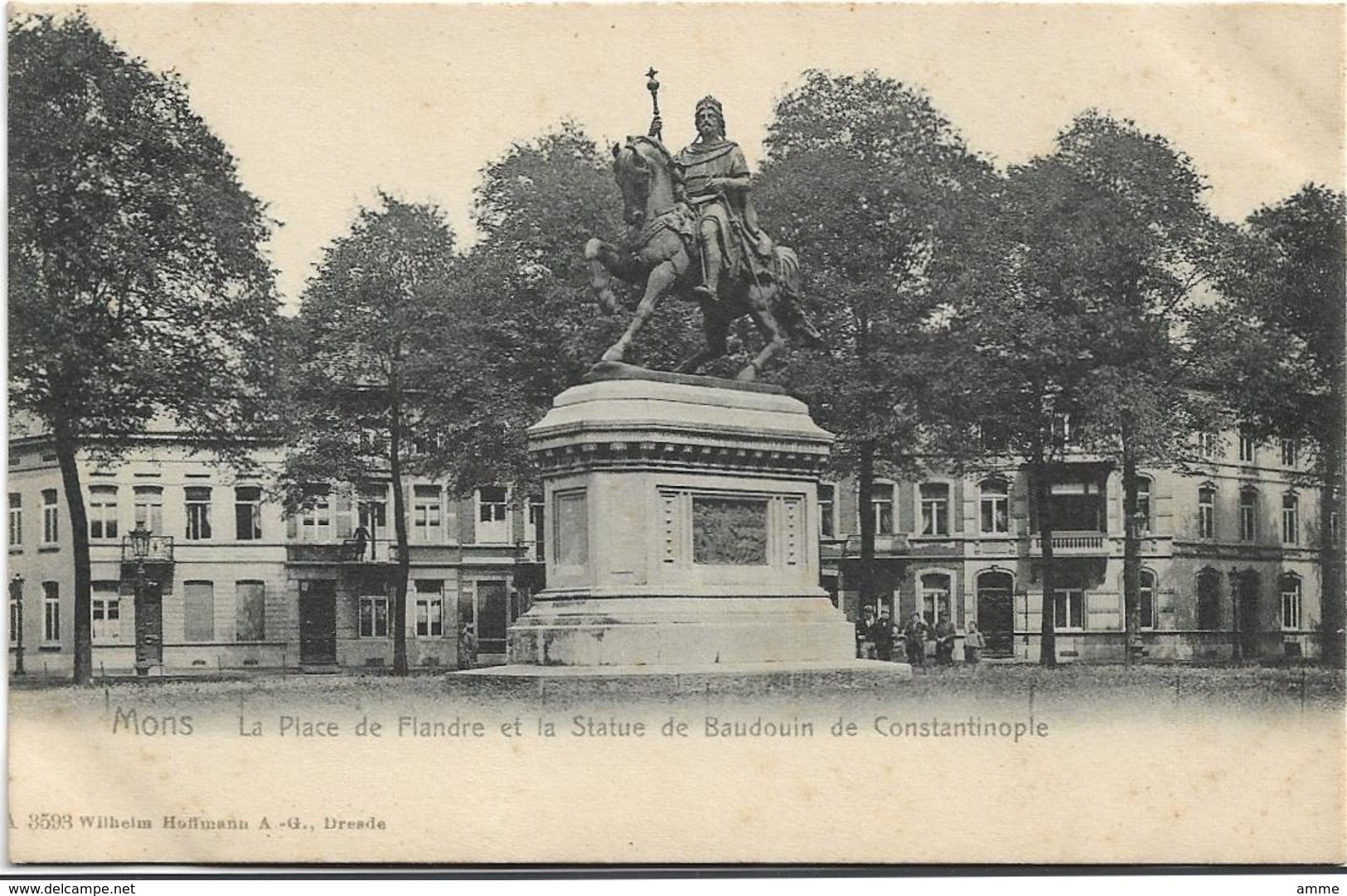 Mons   *  La Place De Flandre Et La Statue De Baudouin De Constantinople (Hoffmann) - Mons