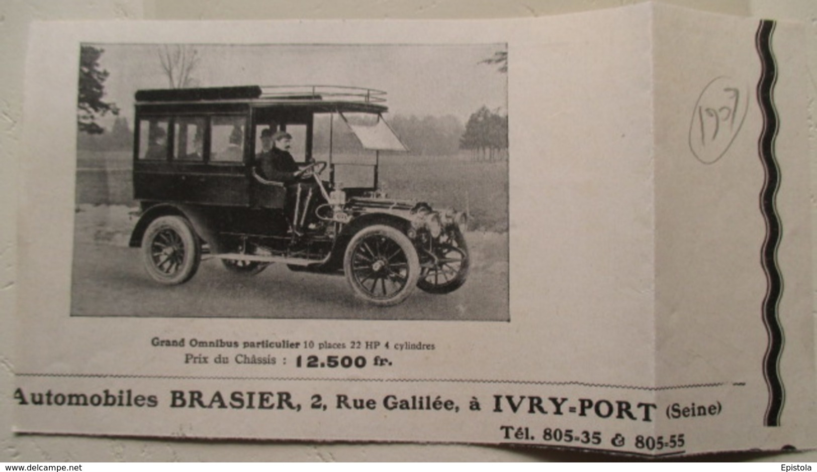 Transport Utilitaire - Grand Omnibus - Ets BRASIER  Ivry Port  - Coupure De Presse De 1909 - Camions