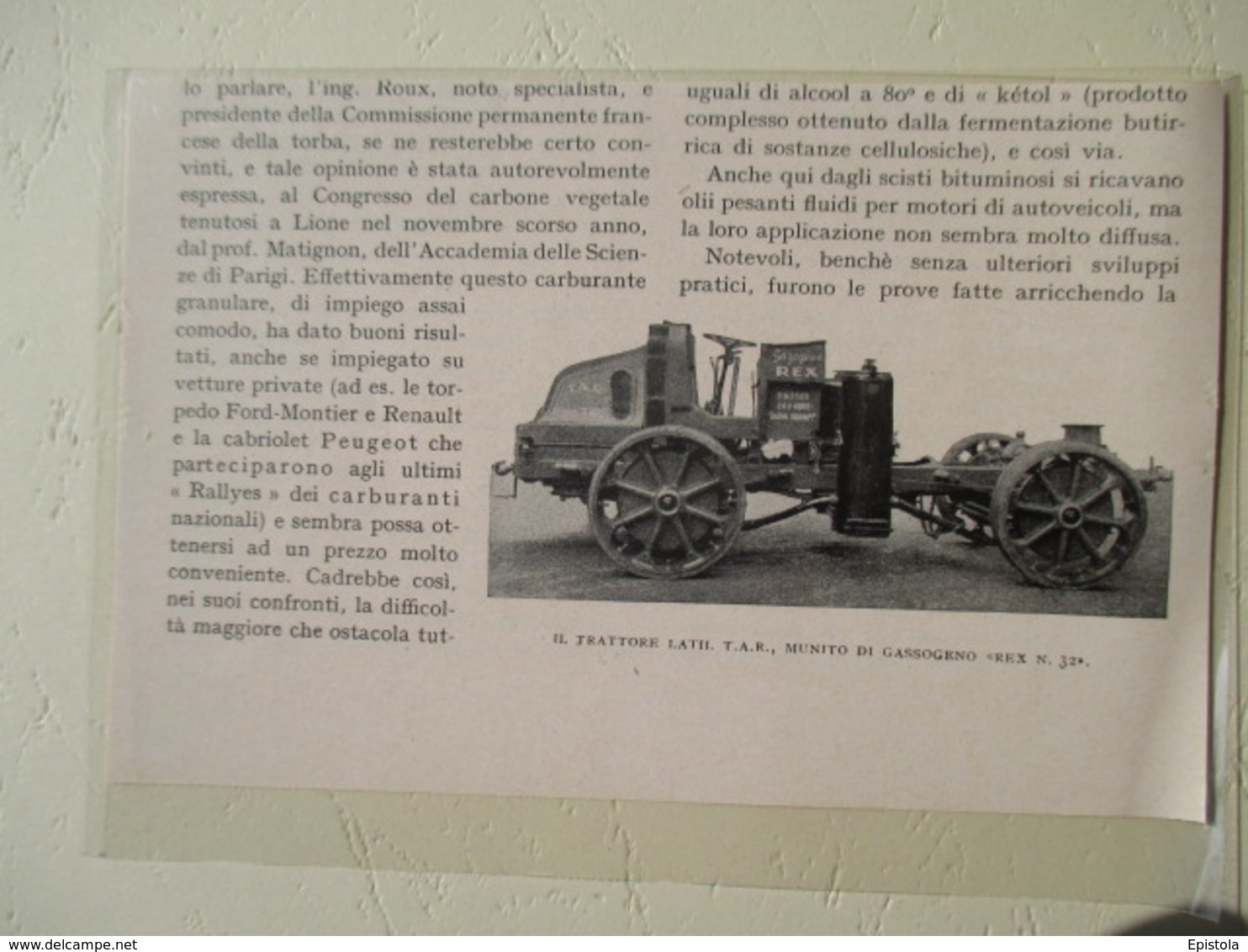 Transport Utilitaire - Tracteur Italien LATIL TAR   - Coupure De Presse De 1922 - Tracteurs