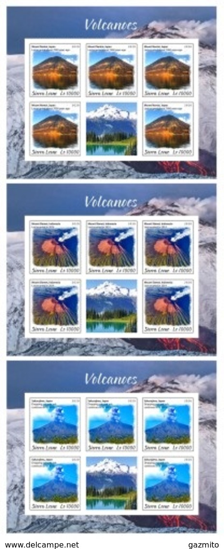 Sierra Leone 2020, Vulcans, 3sheetlets IMPERFORATED - Volcanos