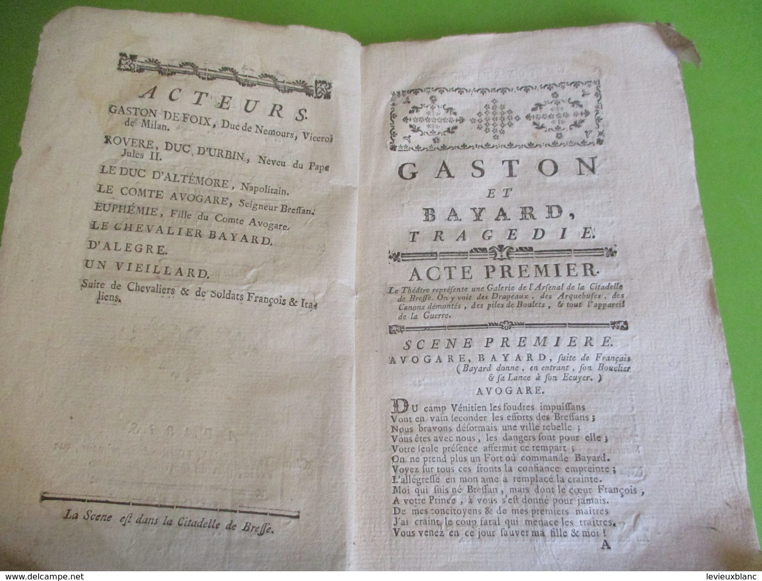 Fascicule Théâtre/"Gaston et Baillard"/Tragédie en 5 actes & en vers /Dormont du BELLOY/DIDOT l'Ainé/1785      FAT5