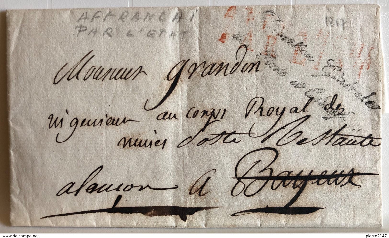 Lettre 1817 Affranchi Par L Etat  Direction Générale Des Ponts Et Chaussée - Collections