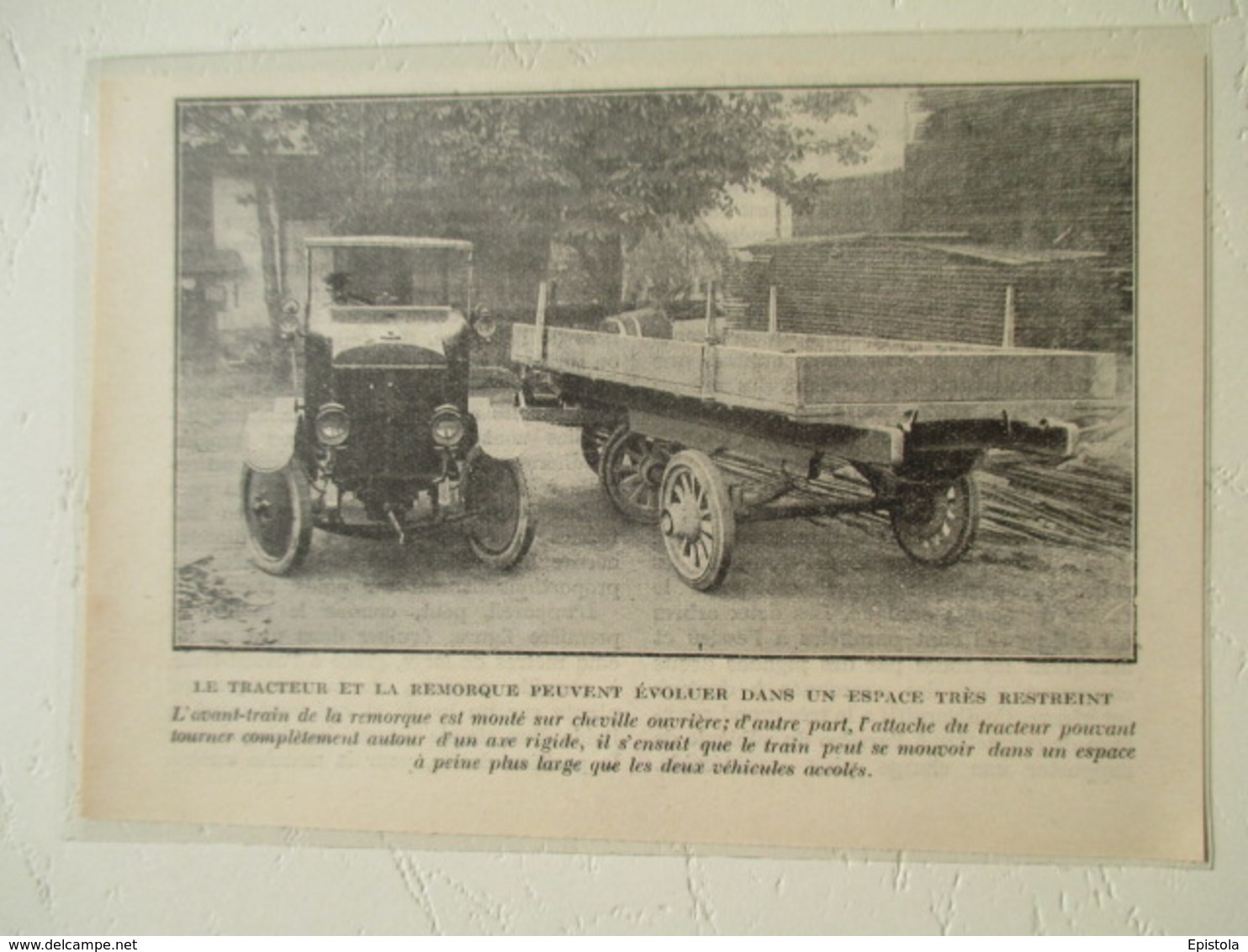 Transport Utilitaire - Nouveau Camion Tracteur Avec Sa Remorque  - Coupure De Presse De 1920 - Camions