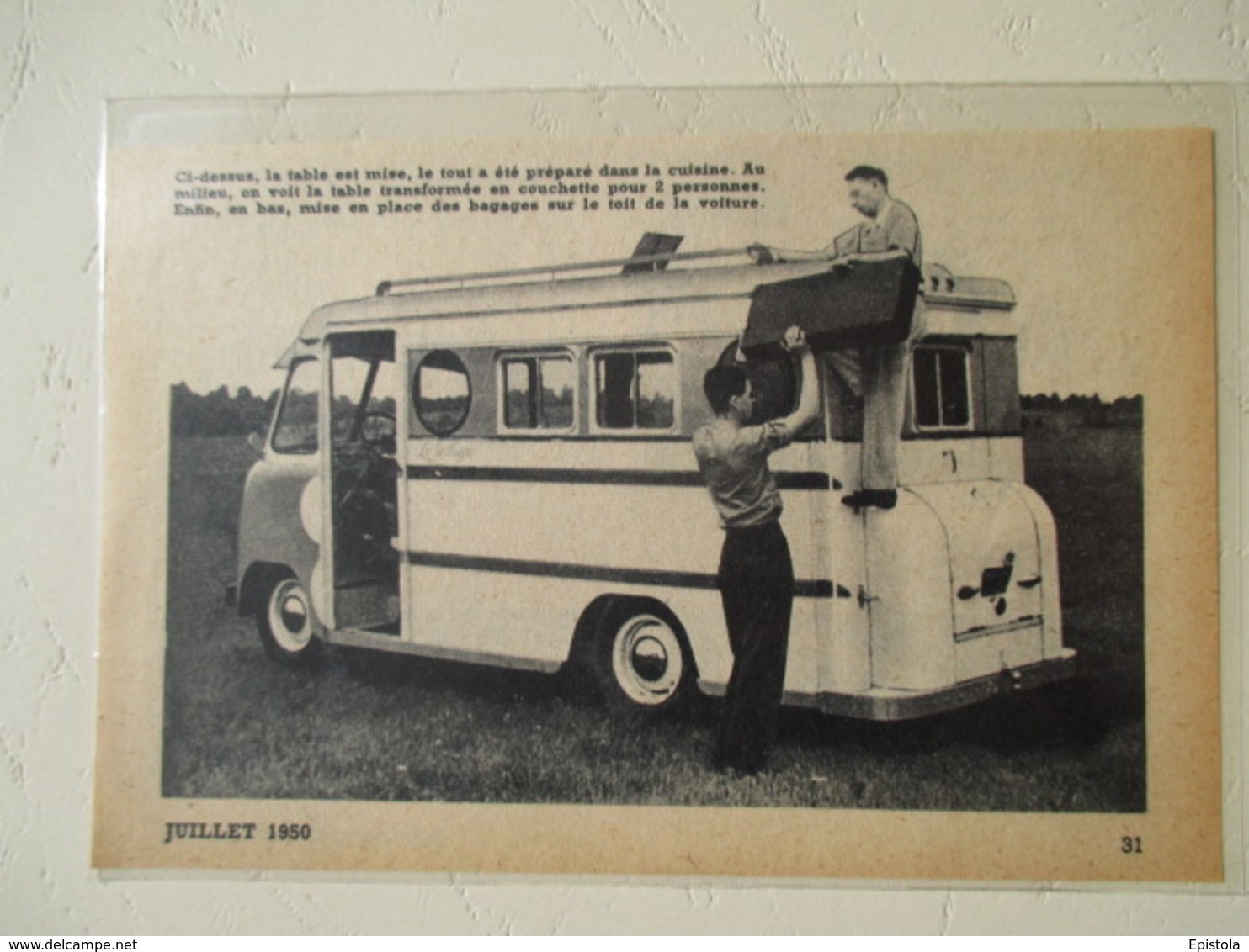 Transport Utilitaire - Camion Camping Car "La Tortuga"    - Coupure De Presse De 1950 - Camions