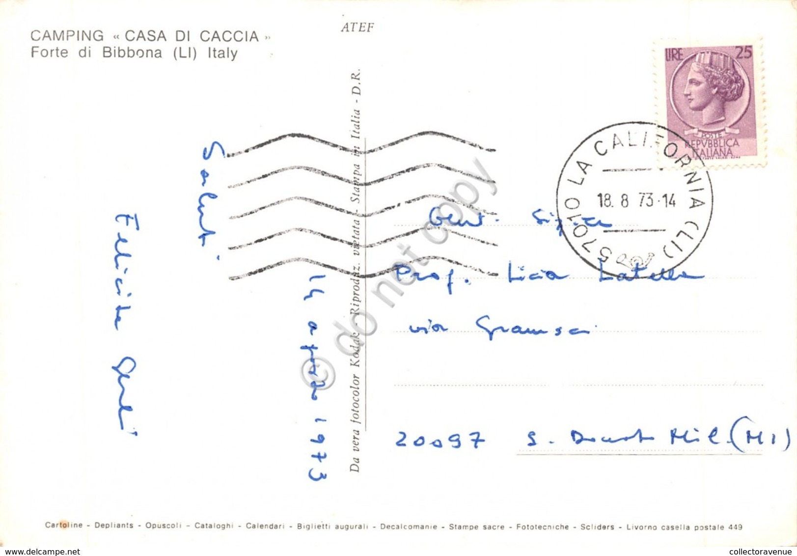 Cartolina Forte Di Bibbona Camping Casa Di Caccia 1973 (Livorno) - Livorno