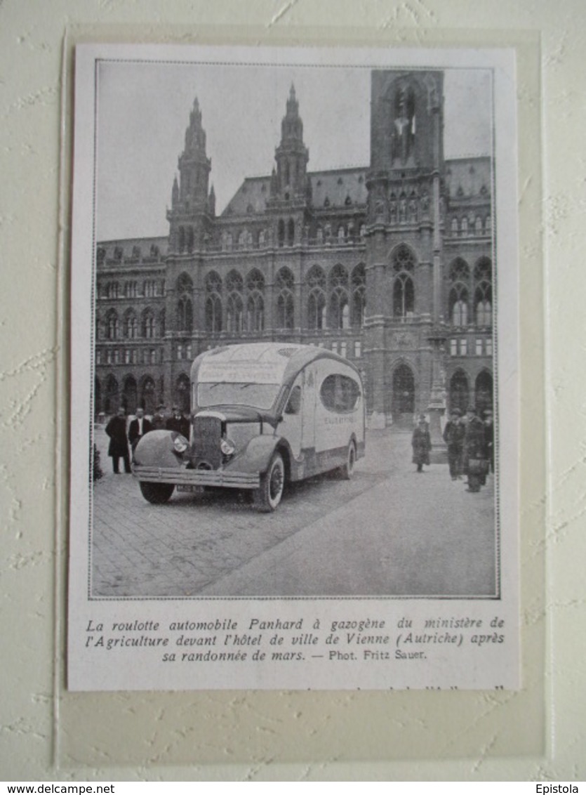 Transport Utilitaire - Camion Roulotte Automobile Panhard à Vienne (Wien)  - Coupure De Presse De 1931 - Camions