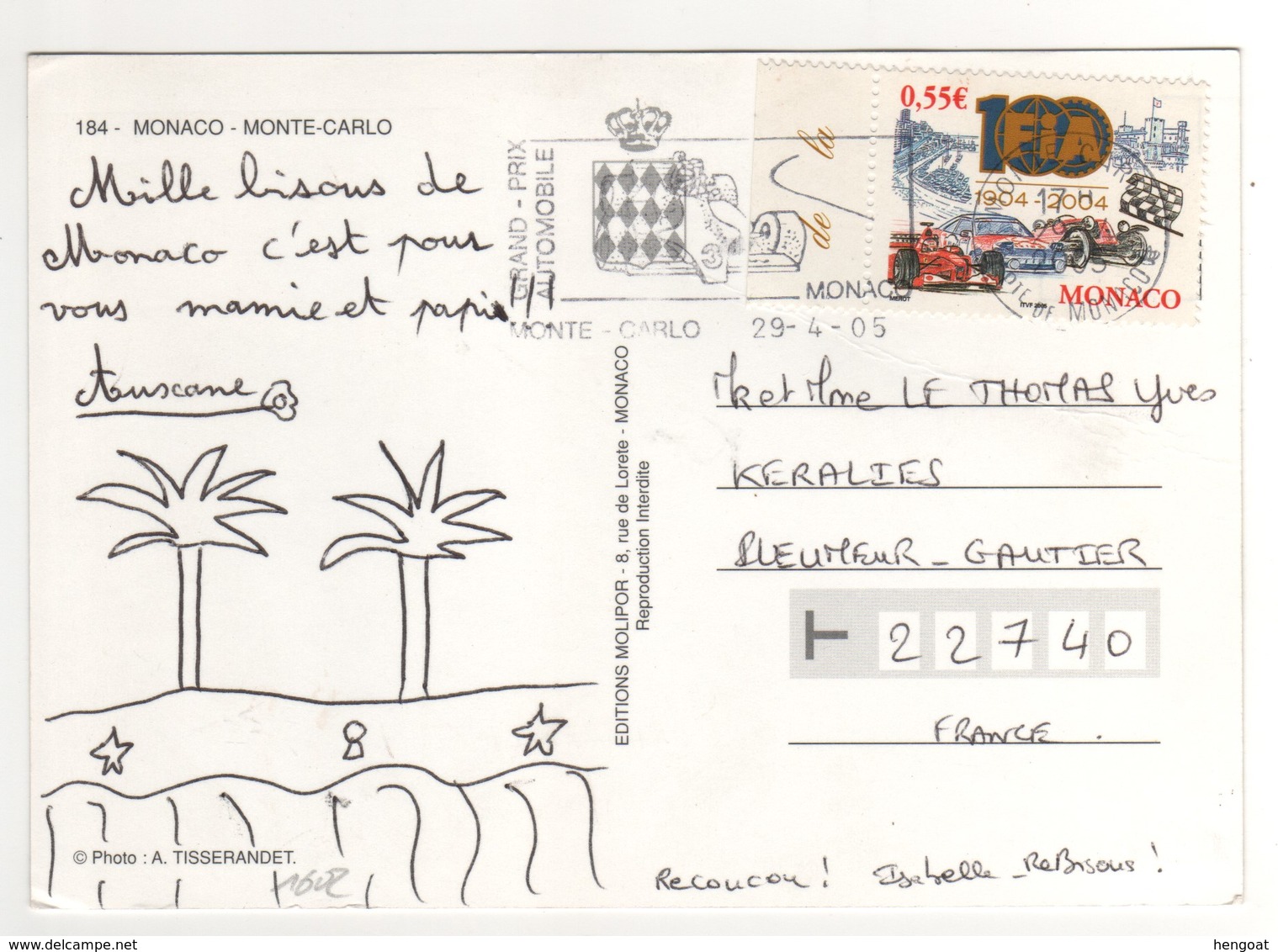 Beau Timbre , Stamp + Flamme " Grand Prix Automobile "  Sur Cp , Carte , Postcard Du  29/04/2005 - Cartas & Documentos