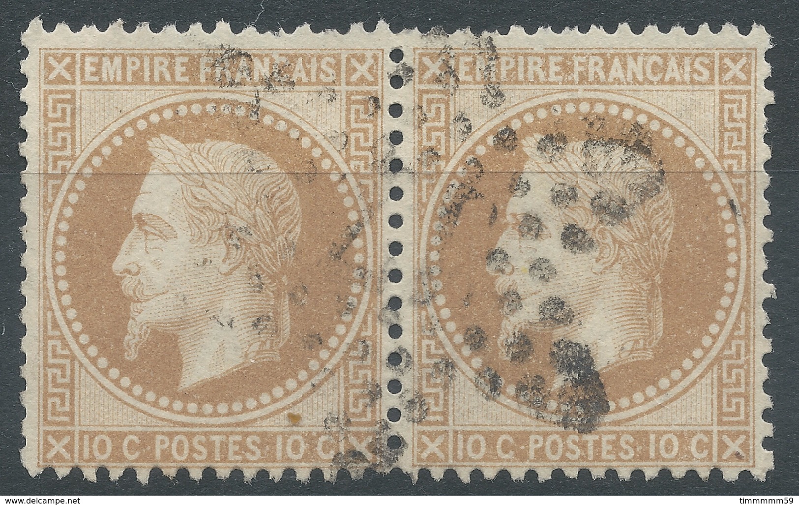 Lot N°54594  Paire Du N°28A, Oblit étoile Chiffrée 37 De PARIS (Bt Malesherbes), Tache Blanche C De FRANCAIS Et Fleuron - 1863-1870 Napoléon III Lauré