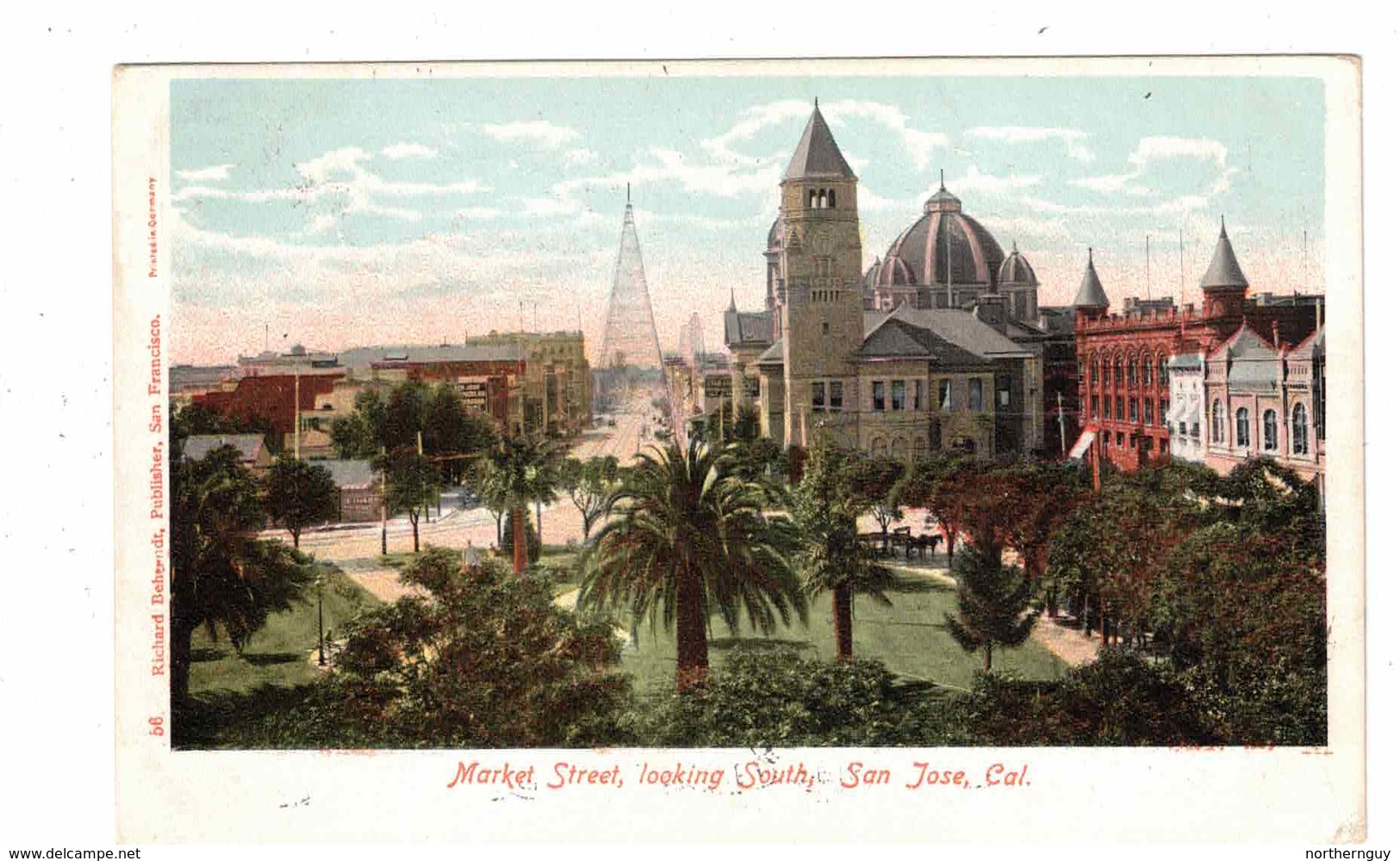 SAN JOSE, California, USA, Market Street Looking South, 1905 UB Behrendt Postcard - San Jose