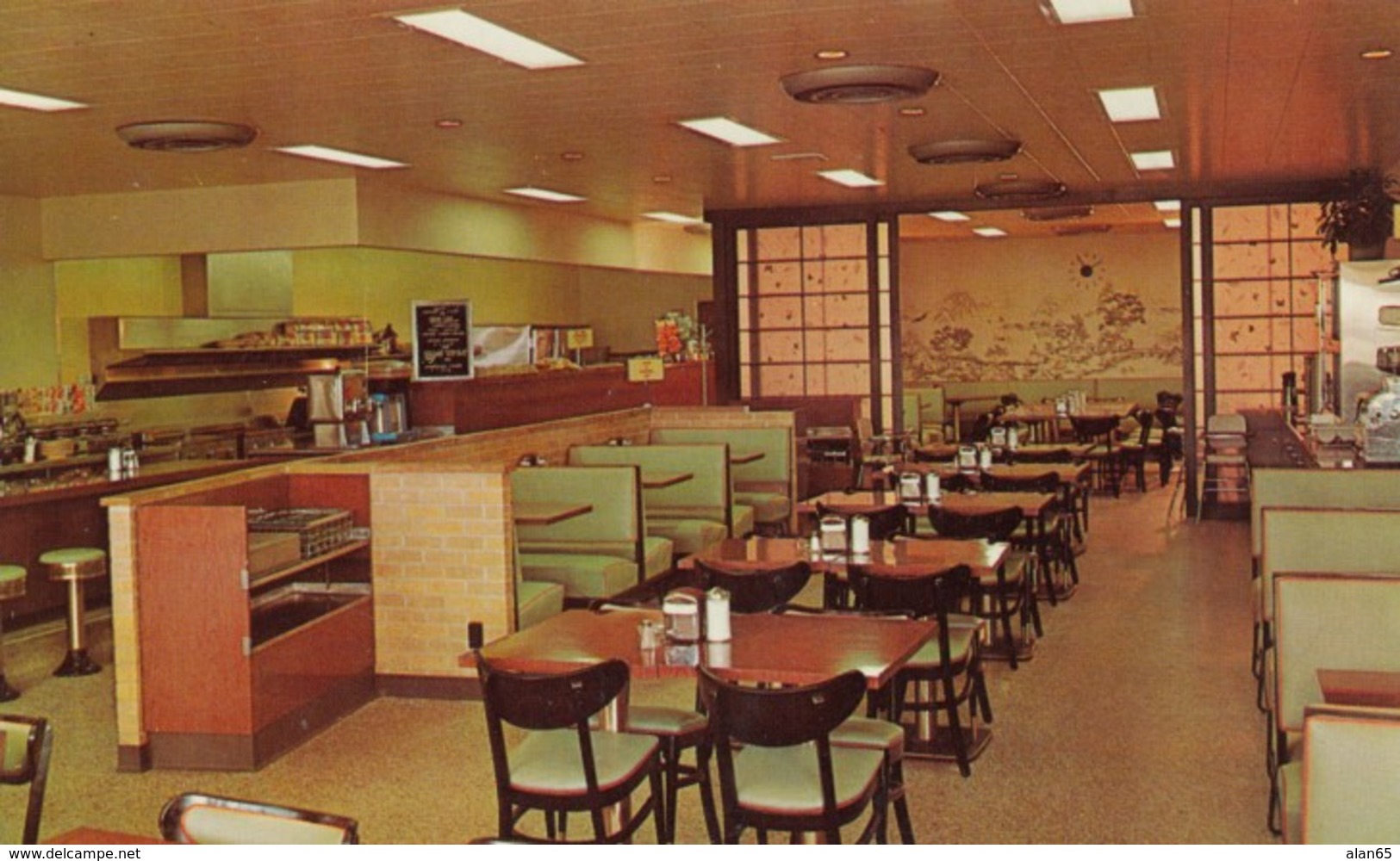 Houston Texas, Brooks System 'Ones A Meal' Cafe Interior View C1950s/60s Vintage Postcard - Houston