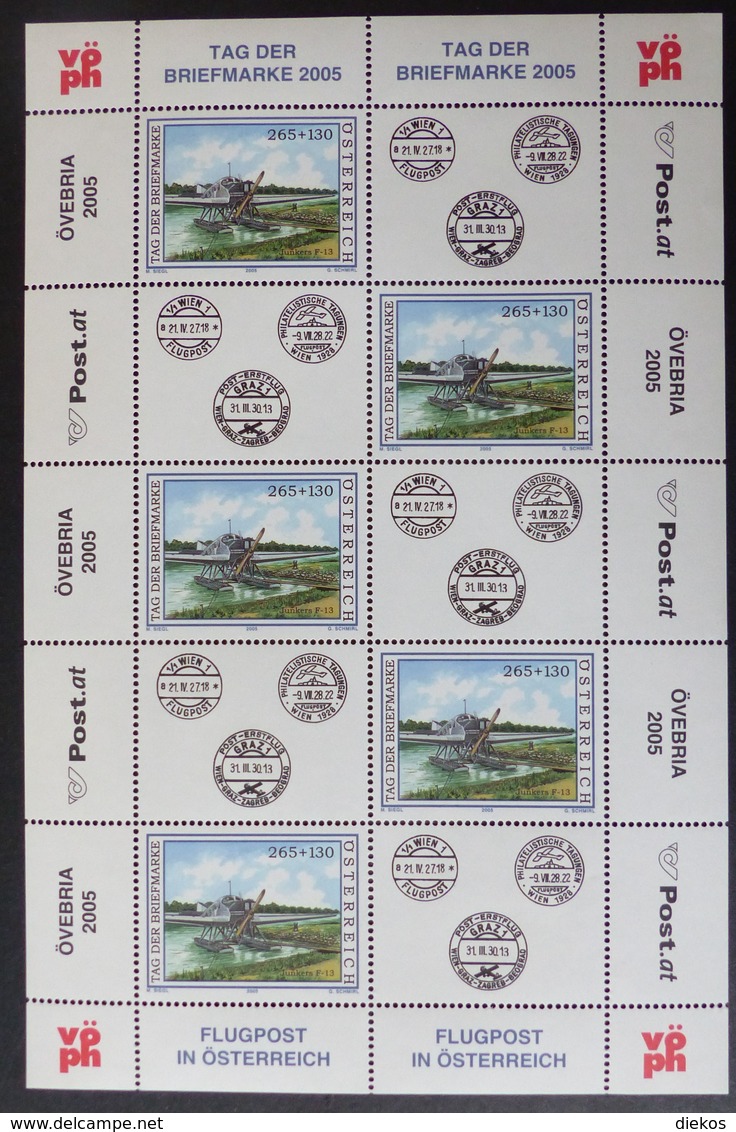 Österreich 2005 Mi Nr: 2532  Tag Der Briefmarke, Wasserflugzeug   Bogen Sheet  **/MNH   #L657 - Blocks & Kleinbögen