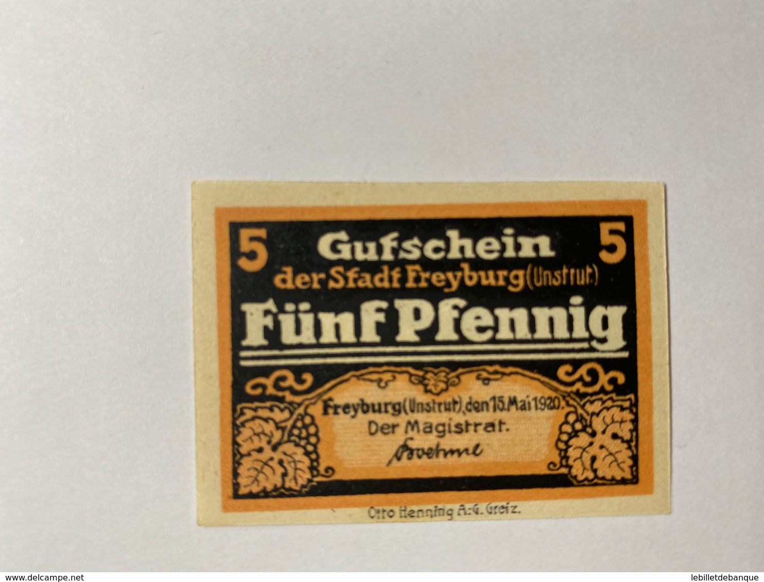 Allemagne Notgeld Freyburg 5 Pfennig - Collections