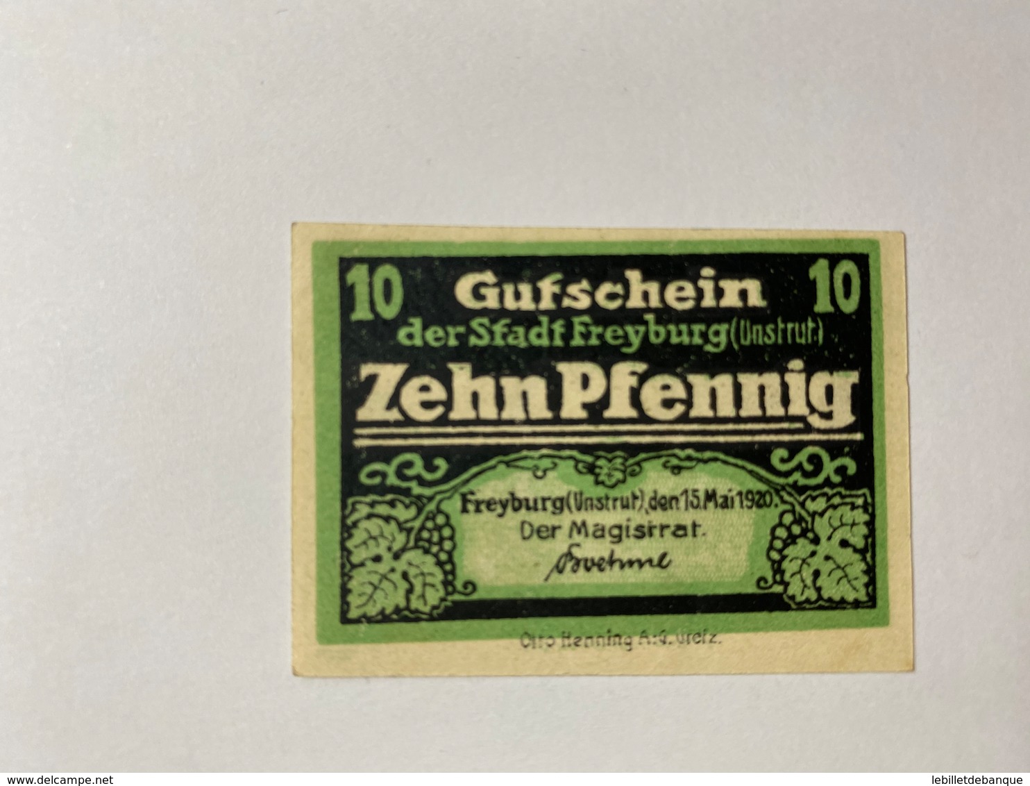 Allemagne Notgeld Freyburg 10 Pfennig - Collections