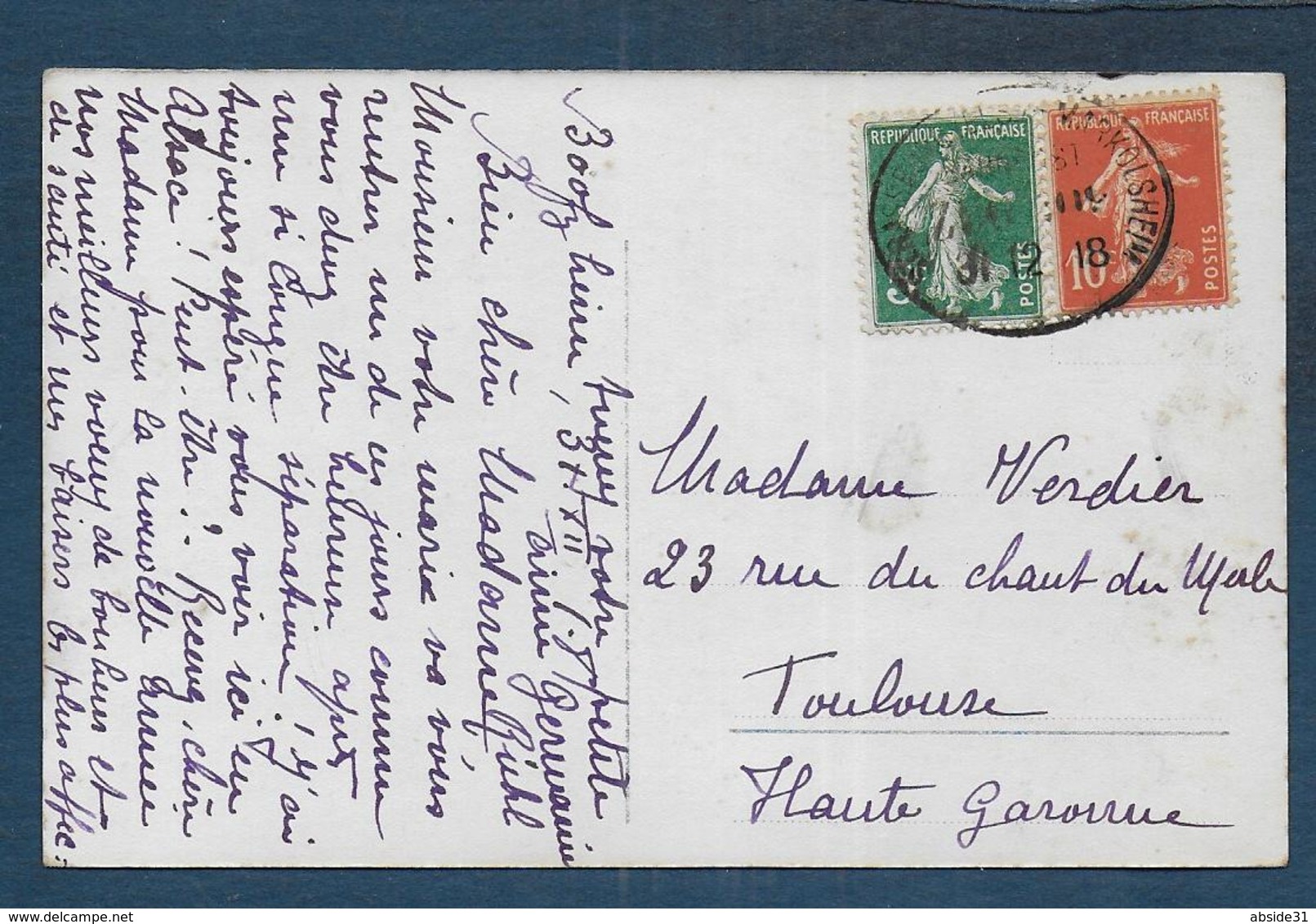 Bas Rhin - Cachet D' Ambulant STRASSBURG  MARKOLSHEIM Sur Timbres Français - 1877-1920: Période Semi Moderne