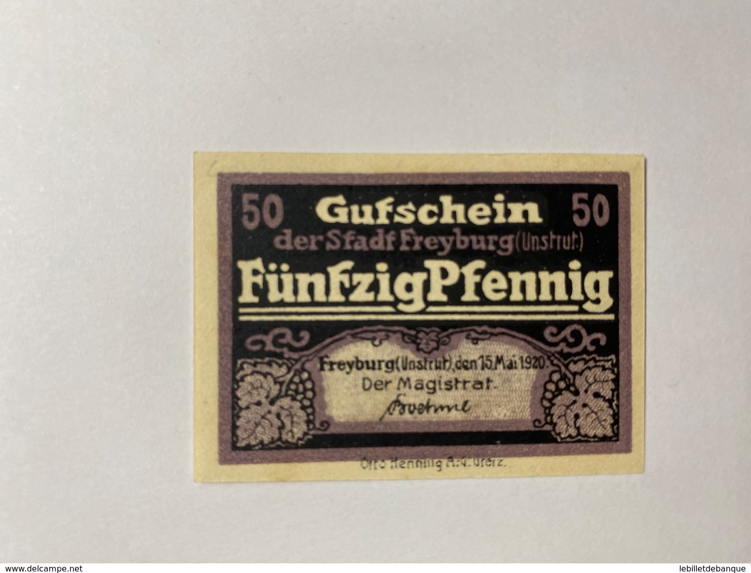 Allemagne Notgeld Freyburg 50 Pfennig - Collections