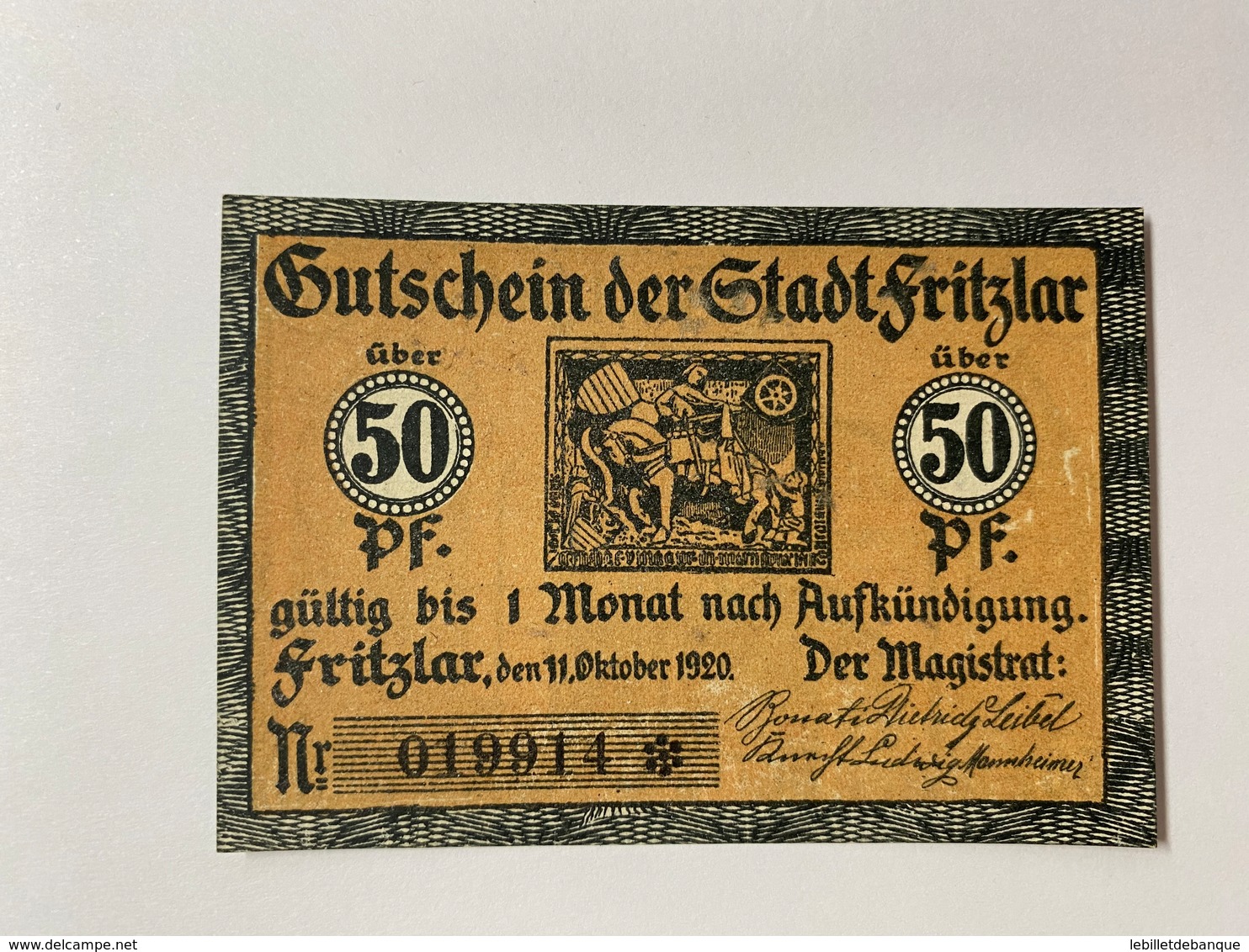 Allemagne Notgeld Fritzlar 50 Pfennig - Collections