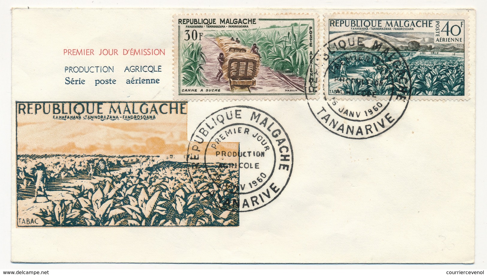 MADAGASCAR - 2 Enveloppes FDC - 4 Valeurs Production Agricole - Tananarive - 16/1/1960 - Madagascar (1960-...)