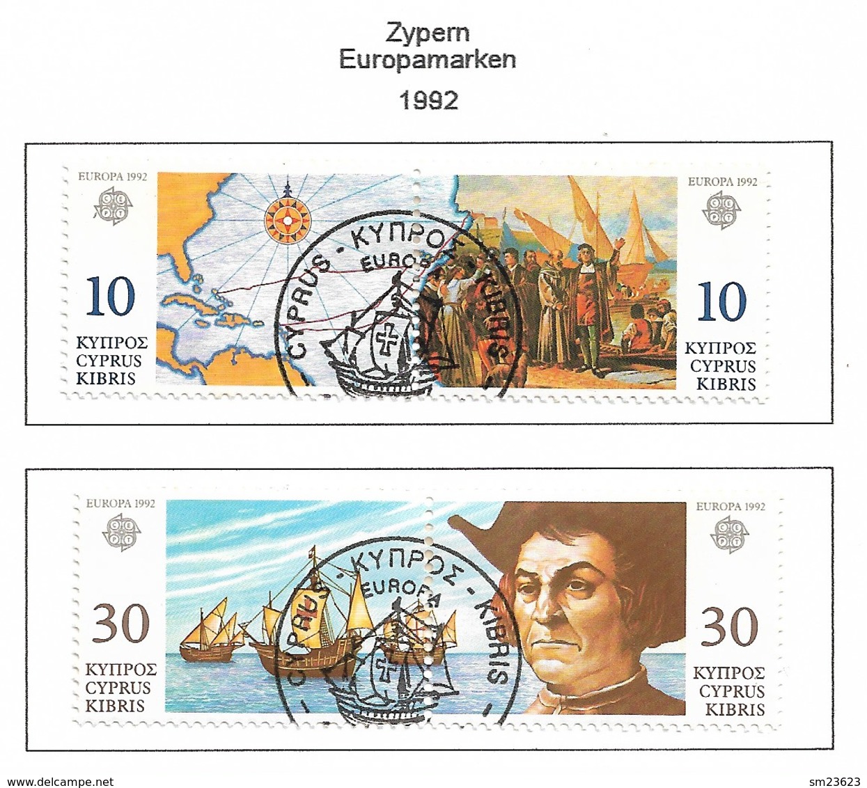 Zypern / Cypris Kibris 1992  Mi.Nr. 790 / 793 , EUROPA  CEPT - Entdeckung Von Amerika - Gestempelt / Fine Used / (o) - 1992