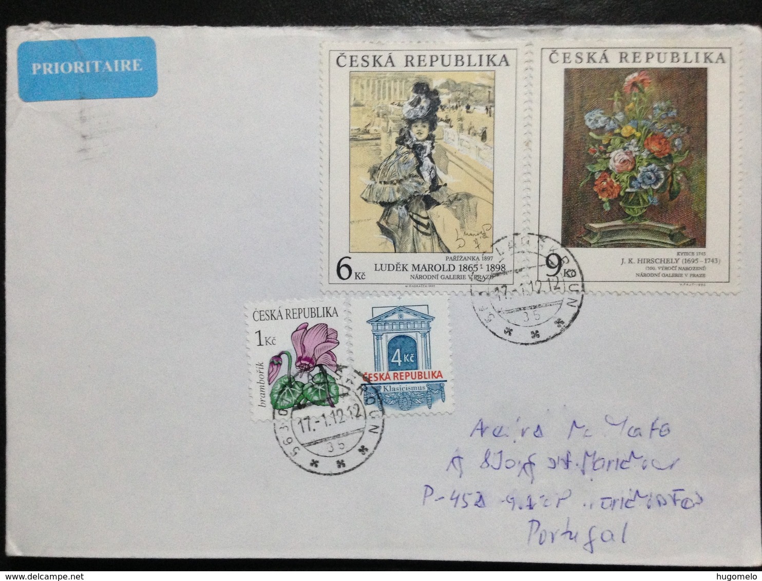 Czechia, Circulated Cover To Portugal, "Art", "Painting", "Famous People", 2012 - Storia Postale