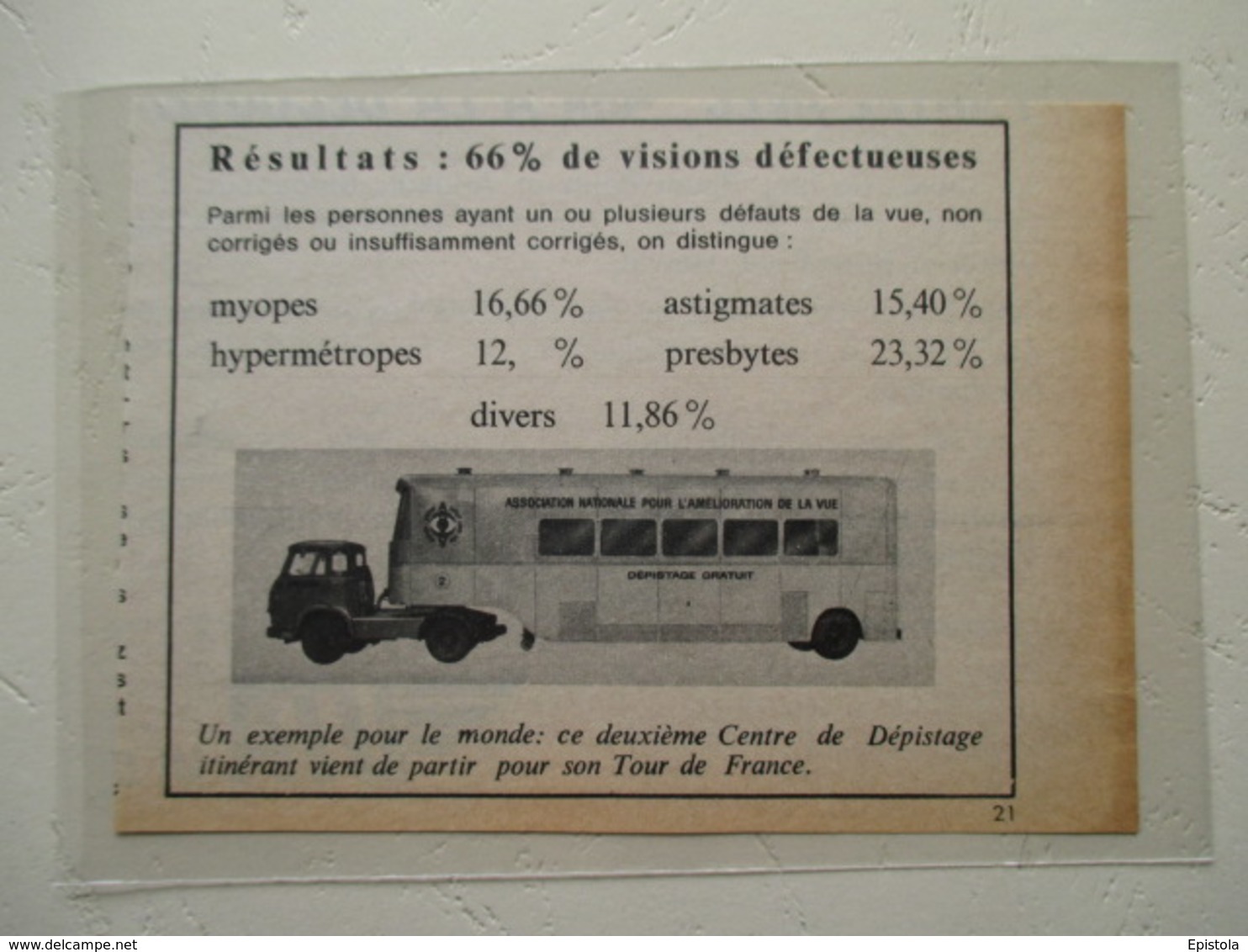 Transport Utilitaire - Ensemble Routier Médical Itinérant - Tracteur & Semi Remorque - Coupure De Presse De 1966 - Camions