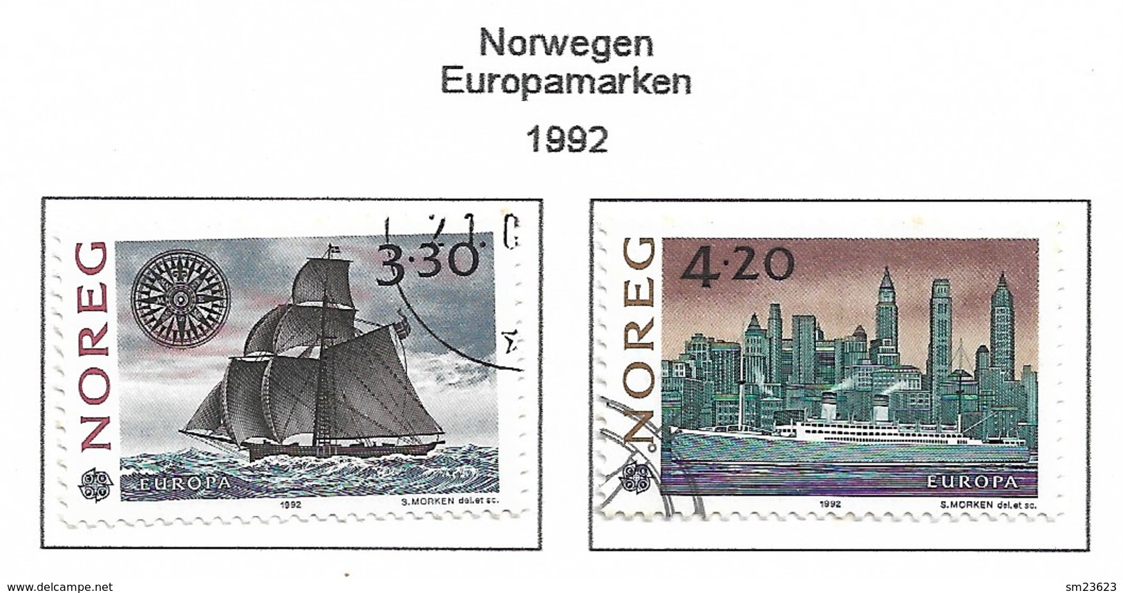 Norwegen / Noreg  1992 Mi.Nr. 1096 / 1097 , EUROPA  CEPT - Entdeckung Von Amerika - Gestempelt / Fine Used / (o) - 1992