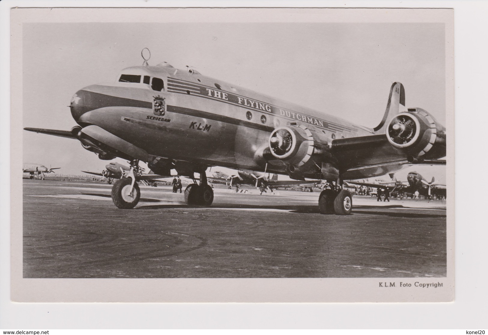 Vintage Rppc KLM The Flying Dutchman K.L.M. Douglas Dc-4 & Dc-3 @ Schiphol Airport - 1919-1938: Entre Guerres