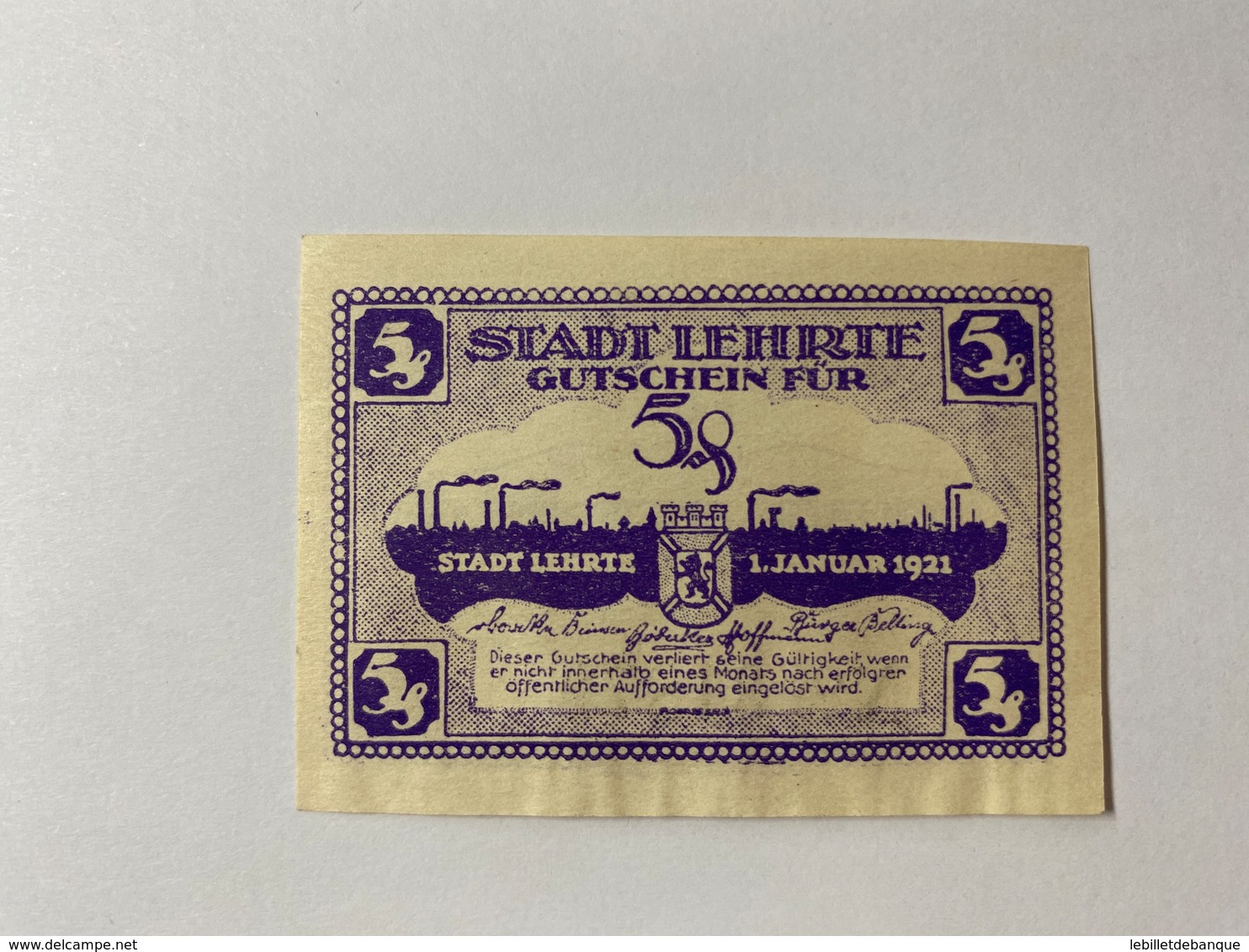 Allemagne Notgeld Lehrte5 Pfennig - Collections