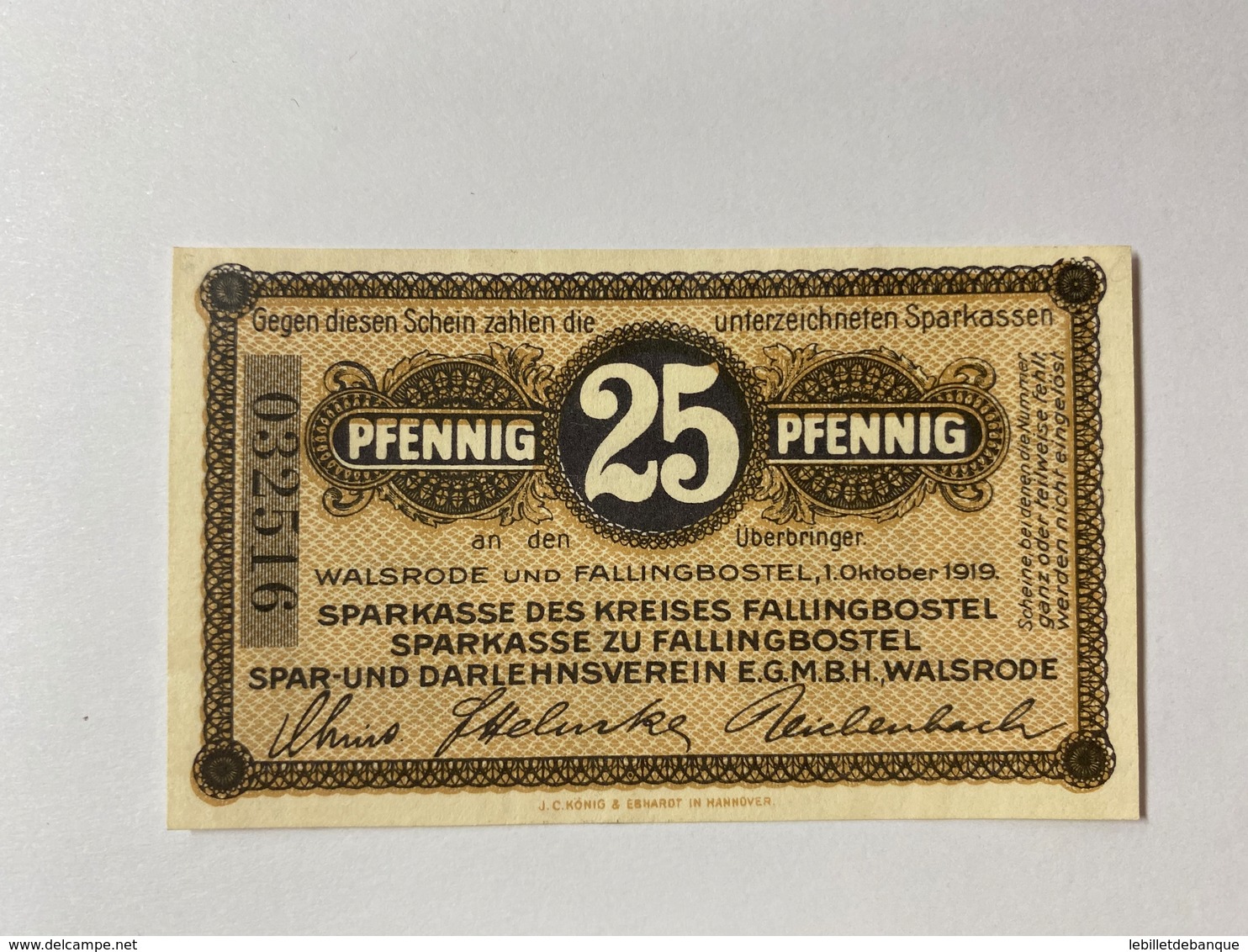 Allemagne Notgeld Walsrode 25 Pfennig - Collections