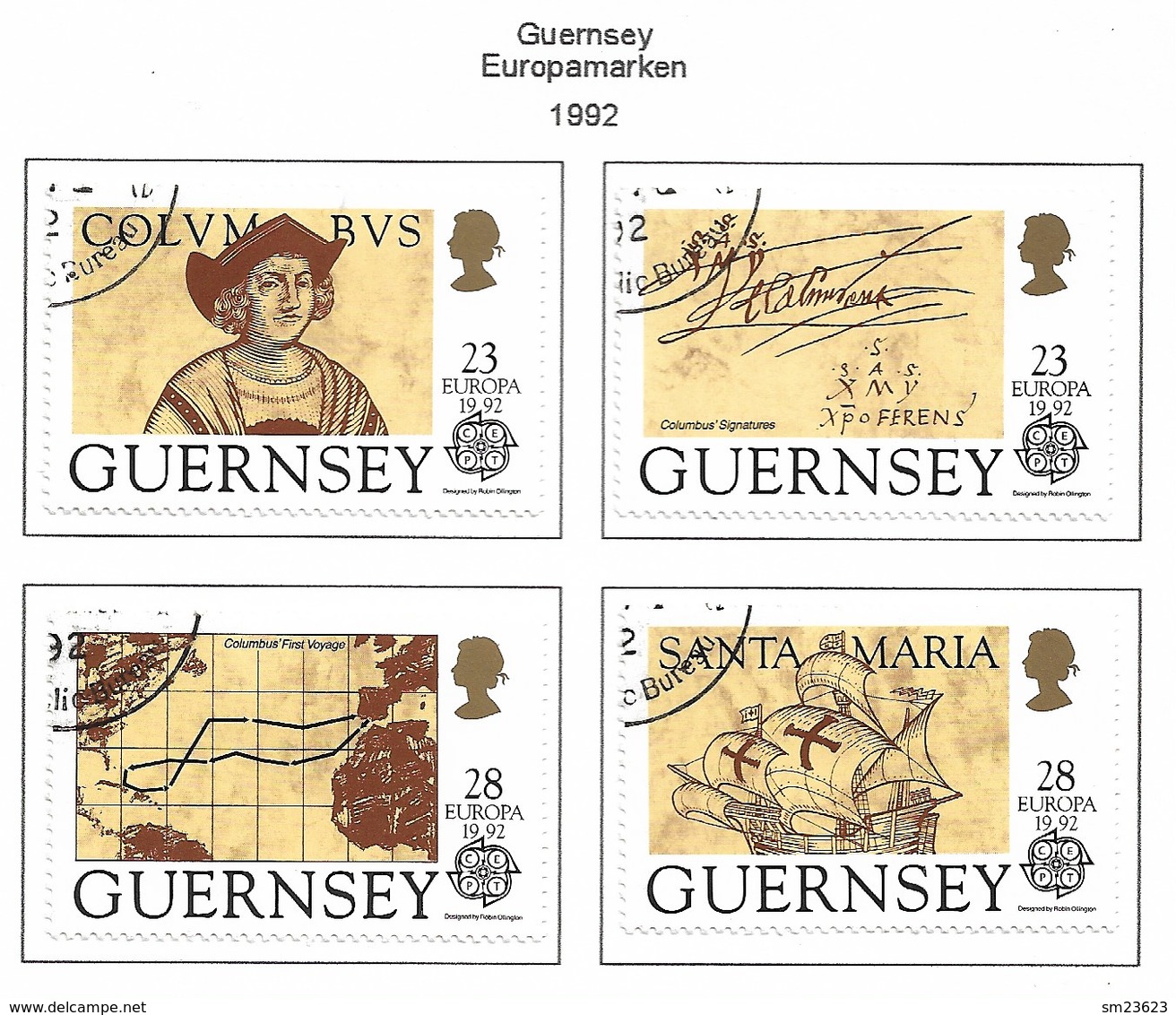 Großbritannien / Guernsey 1992  Mi.Nr. 549 / 552 , EUROPA  CEPT Entdeckung Von Amerika - Gestempelt / Fine Used / (o) - 1992