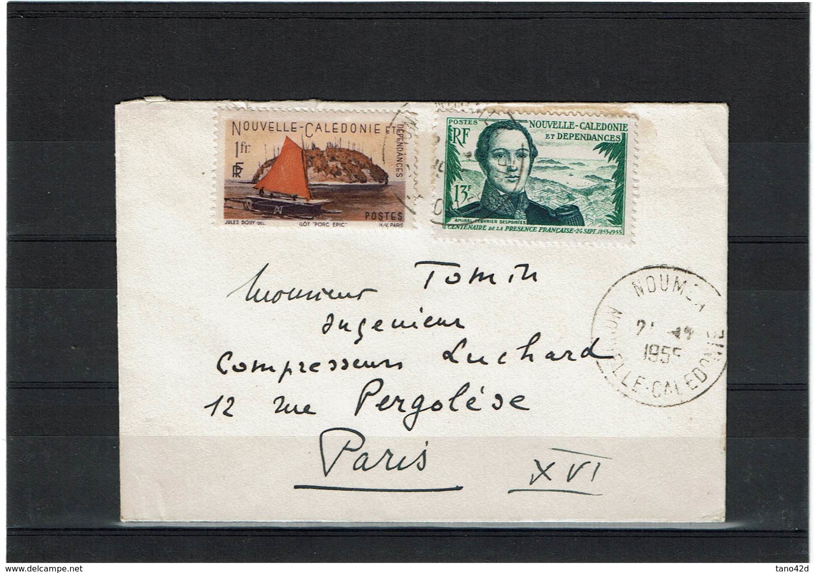 CTN60/3 - NOUVELLE CALEDONIE PETITE LETTRE  NOUMEA / PARIS 21/12/1955 - Lettres & Documents