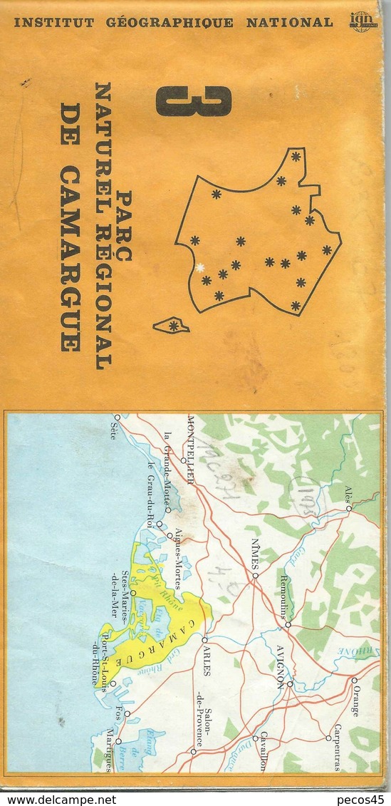 Carte I.G.N. N° 3 : Parc Natural Régional De CAMARGUE - 1/50 000ème - 1975. - Cartes Topographiques