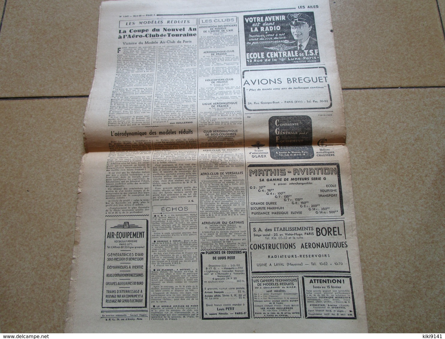 LES AILES - Journal Hebdomadaire De La Locomotion Aérienne - 26è Année - N° 1.045 - 26 Janvier 1946 - 8 Pages - Autres & Non Classés