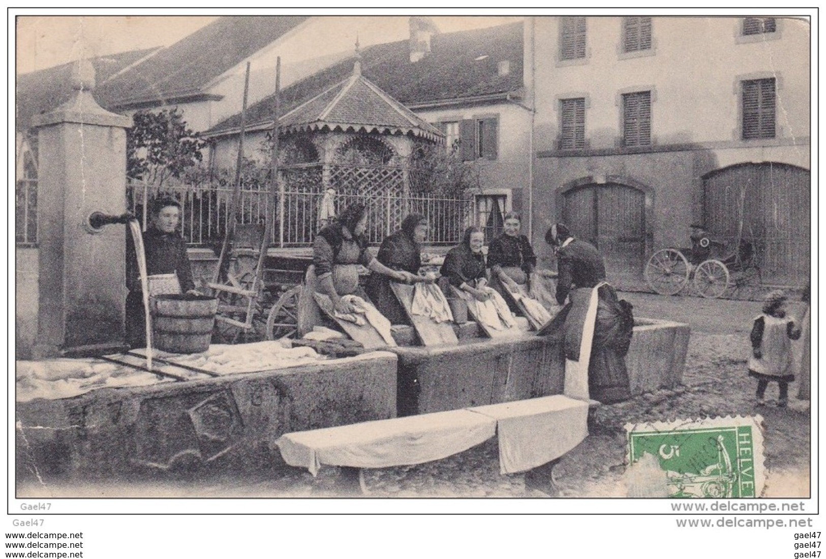 Cpa   Réf-JP-V-v-304 (  Suisse 1909 ) Scènes VAUDOISES  "" Femmes Blanchissant Le Linge "" Lavandiere - Other & Unclassified