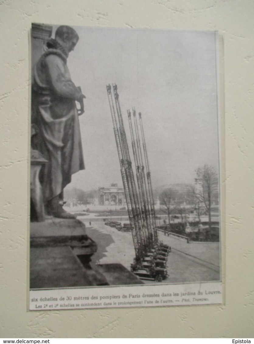 Transport Utilitaire - Jardin Du Louvre - Les Camions De Sapeurs  Pompiers De Paris  - Coupure De Presse De 1931 - Camion