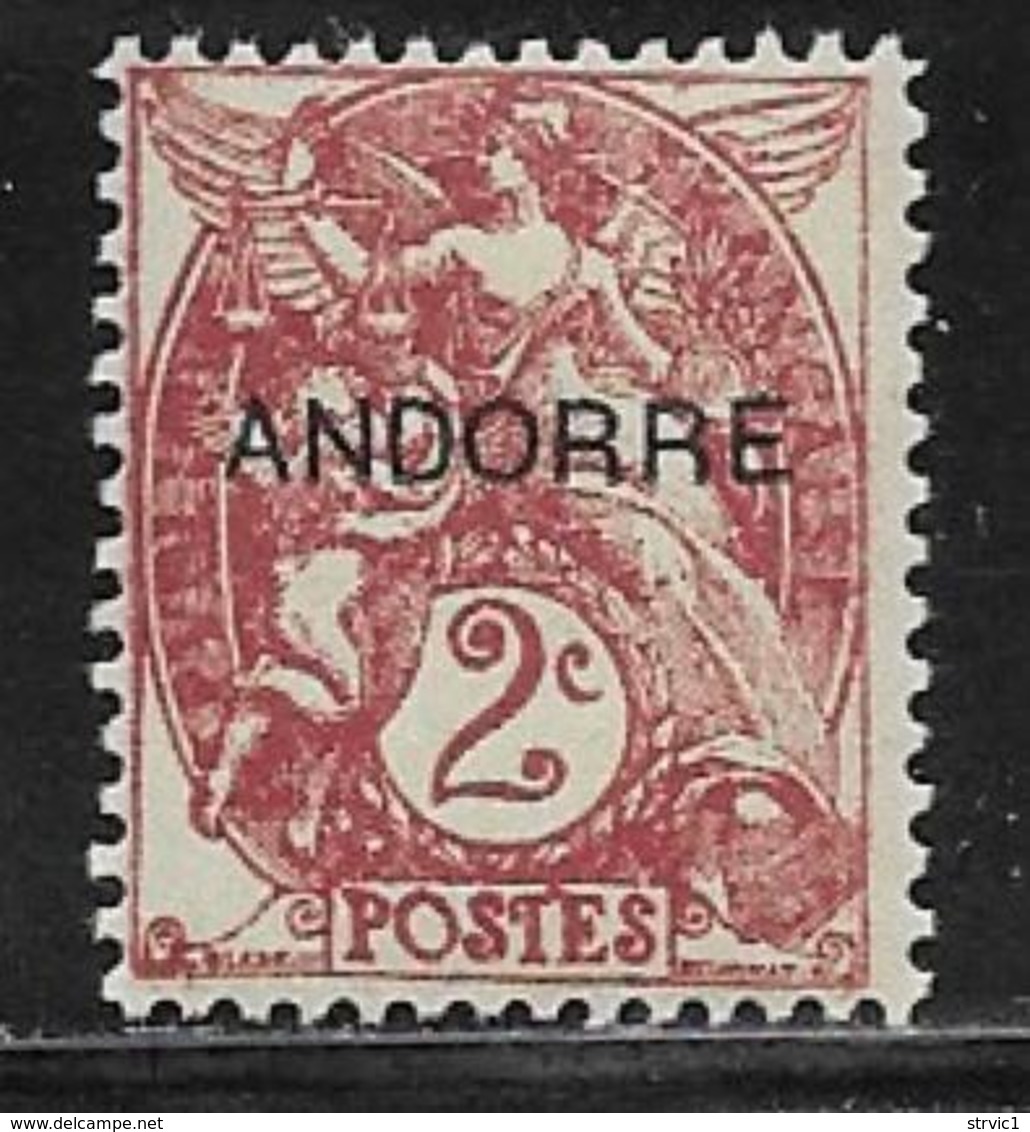 Andorra, French, Scott # 2 Mint Hinged France Stamp Overprinted, 1931 - Unused Stamps