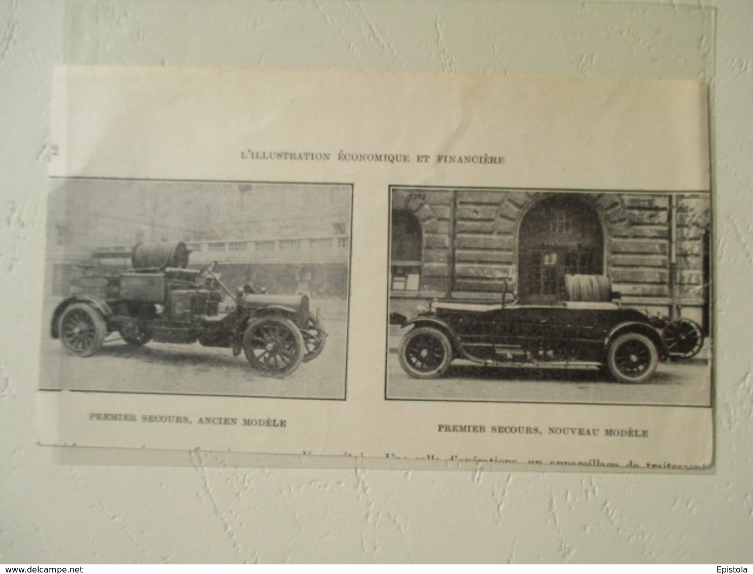 Transport Utilitaire - Camion Pompier De Premier Secours - Coupure De Presse De 1929 - Camions