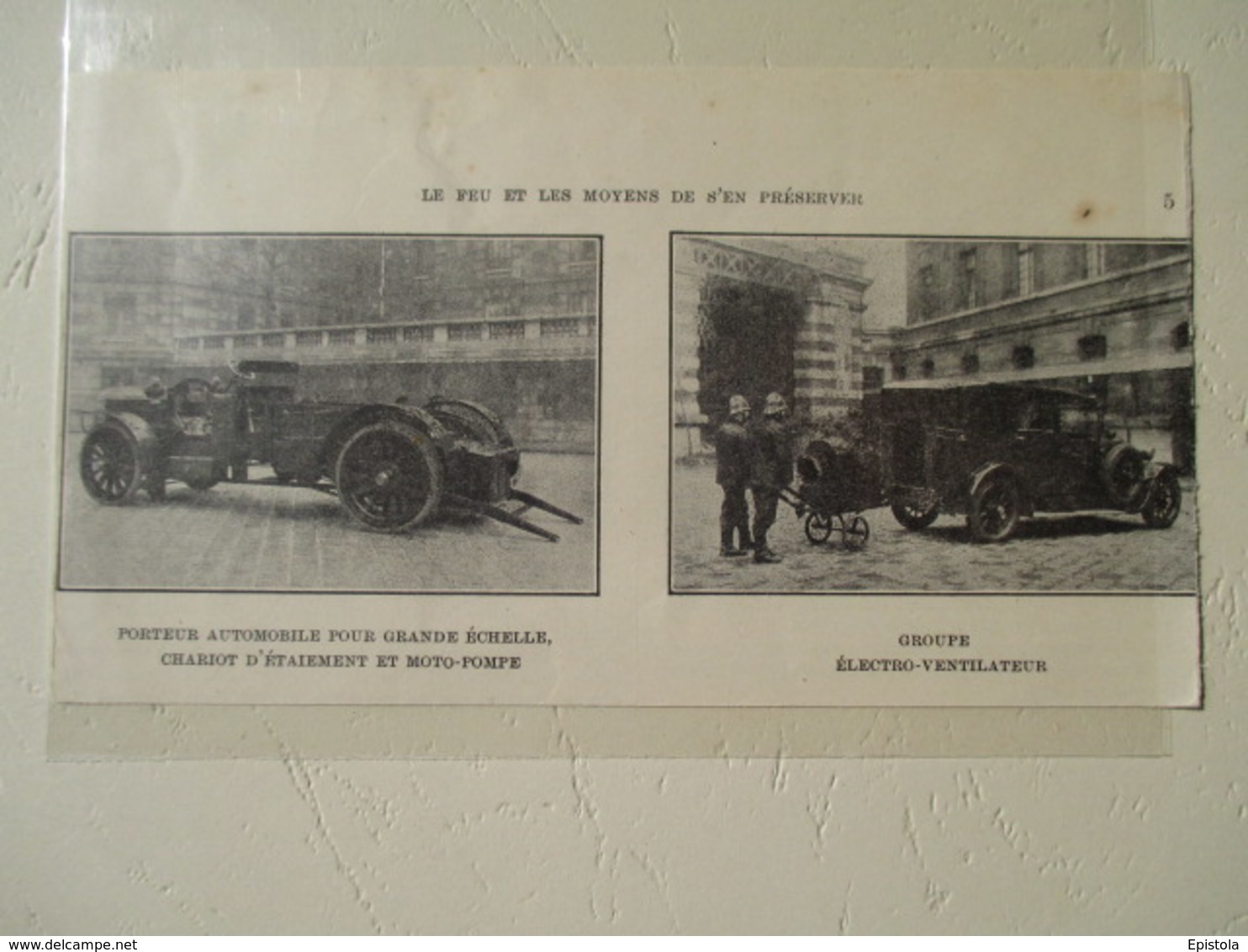 Transport Utilitaire - Camion Pompier Pour Grande échelle Et Camion Electro Ventilateur - Coupure De Presse De 1929 - Trucks
