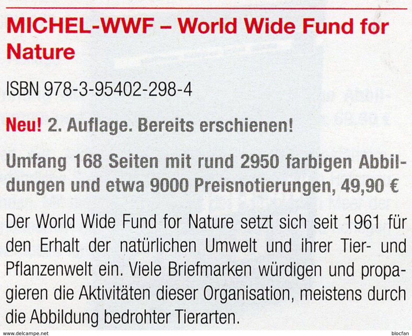 Natur-/Tierschutz MICHEL 2020 ** 50€ WWF Topic Stamp Catalogue Of World Wide Fund For Nature ISBN 978-3-95402-298-4 - Animals