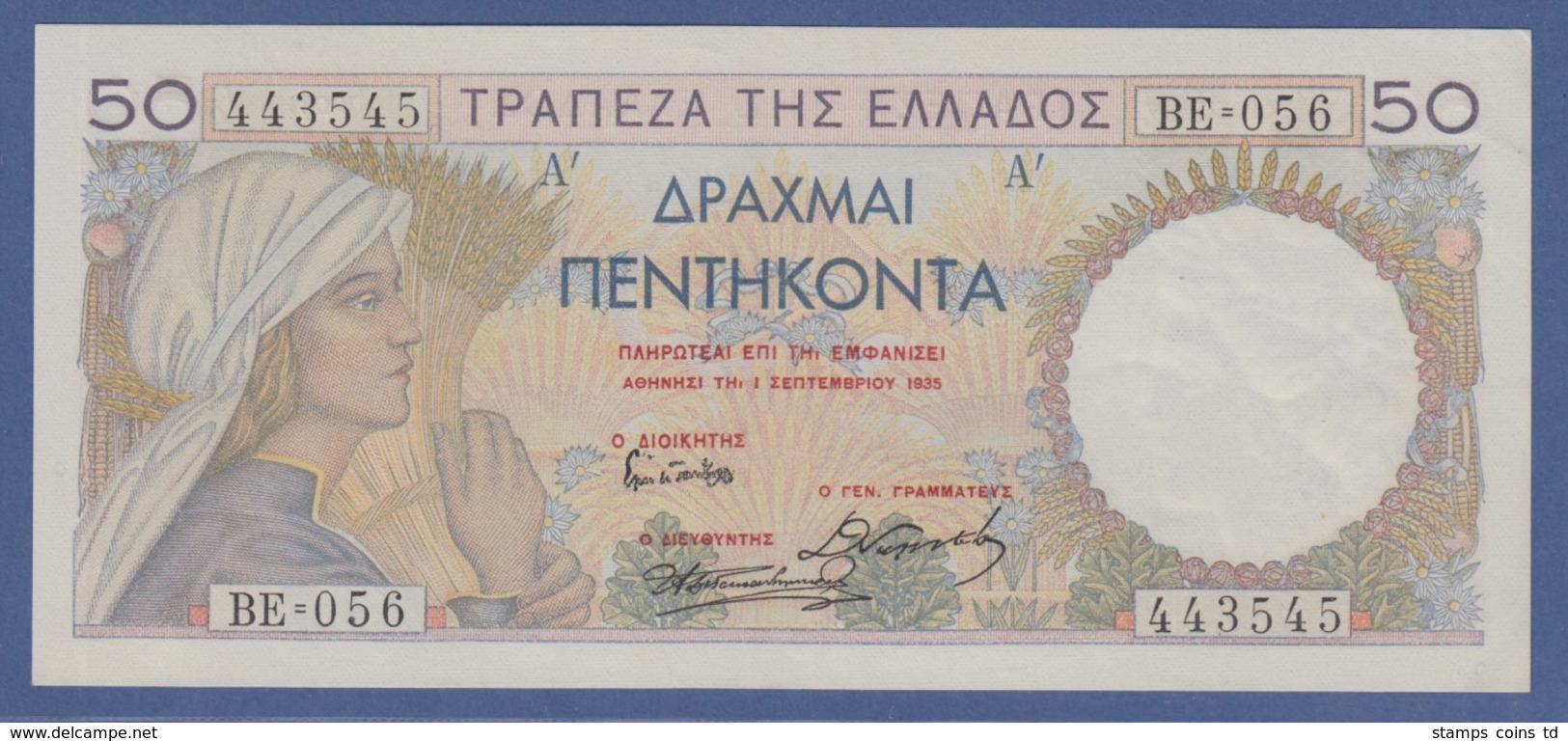 Banknote Griechenland 50 Drachmen 1935 Kfr.  - Grecia