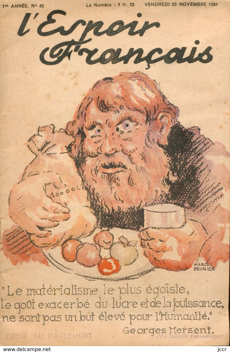 L'Espoir Français/1re Année/n° 42 - 23/11/1934 N° Spécial/L'impuissance Gouvernementale/Le Jeu De Massacre Parlementaire - Autres & Non Classés