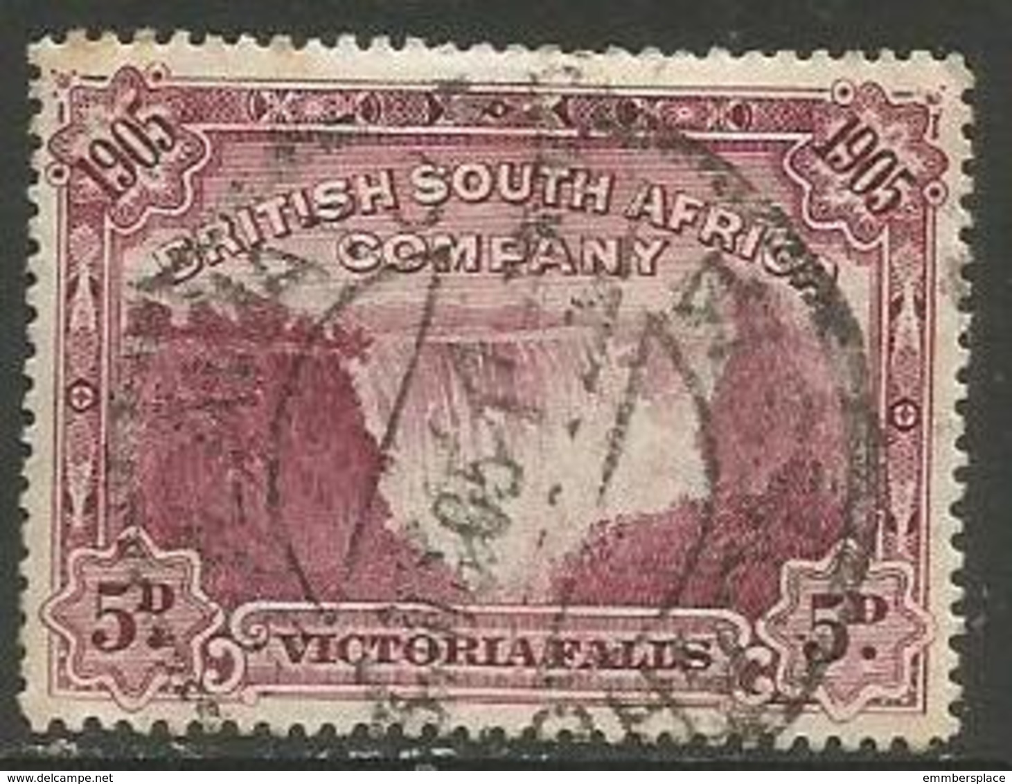 Bitish South Africa - 1905 Victoria Falls 5d Used   SG 96 - Southern Rhodesia (...-1964)