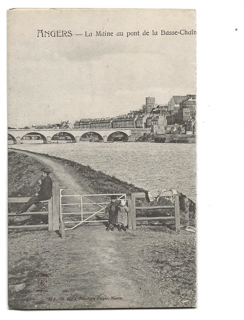 CPA Double Verticale  Angers  La Maine  Au Pont De La Basse-Chaine  Editeur Héliotypie Dugas Nantes  (Etat TB)  1908 - Angers