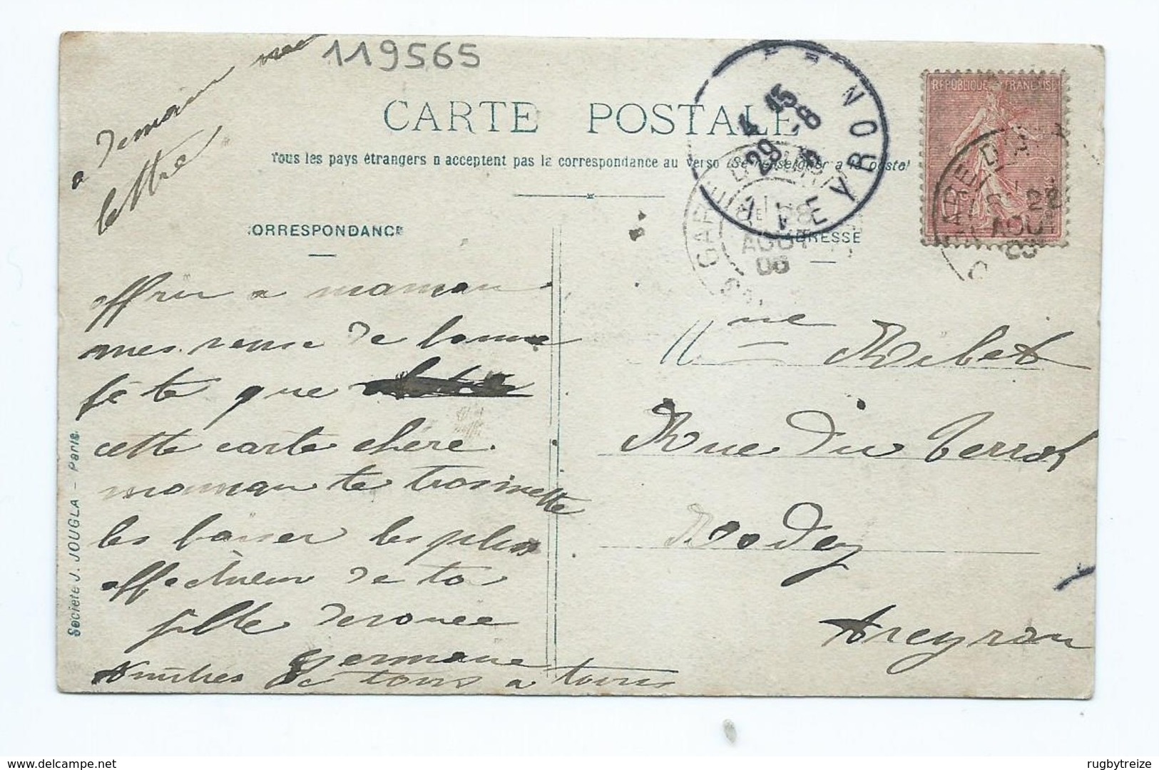 3566 Arpajon Sur Cere Carbonnat Cachet Gare D'aurillac Aurillac Milet Rodez 1906 Jougla Cortes Carte Photo Famille - Arpajon Sur Cere