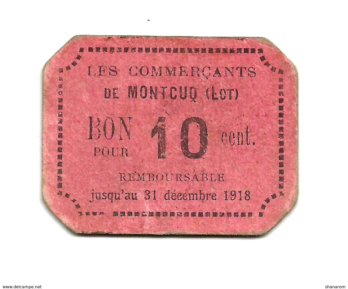 1914-1918 // MONTCUQ (Lot) // 10 Centimes - Bons & Nécessité