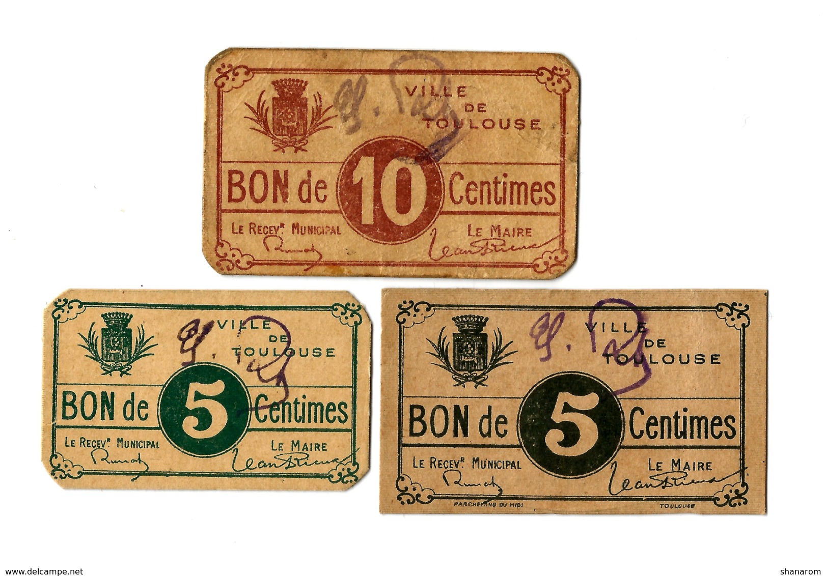 1914-1918 // TOULOUSE // 3 Bons - Bons & Nécessité