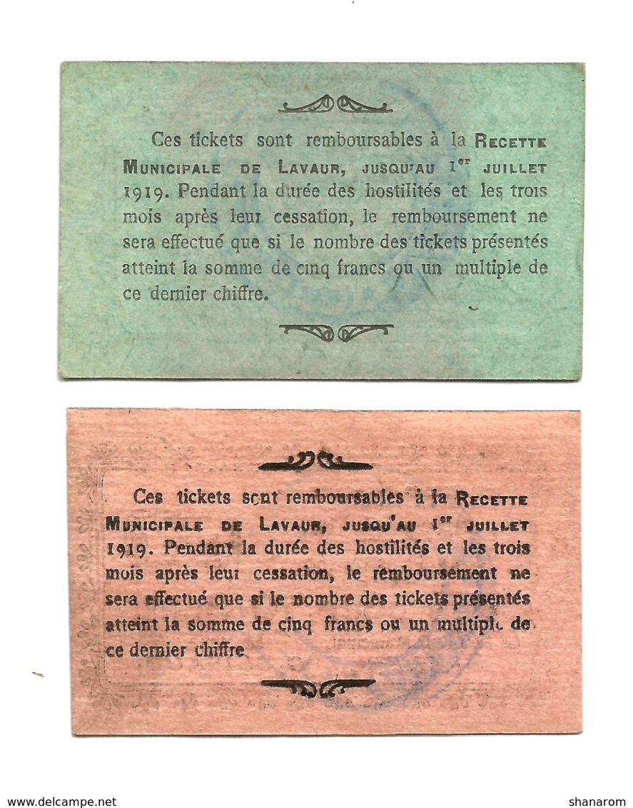 1914-1918 // LAVAUR (Tarn) // 2 Bons - Bons & Nécessité