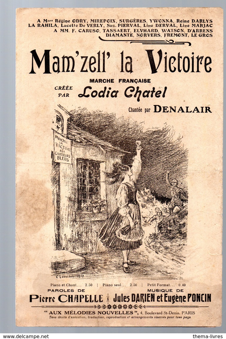 Partition "petit Format"  MAM'ZELL' LA VICTOIRE (ill Léandre) 1917    (MPA PF 239) - Jazz