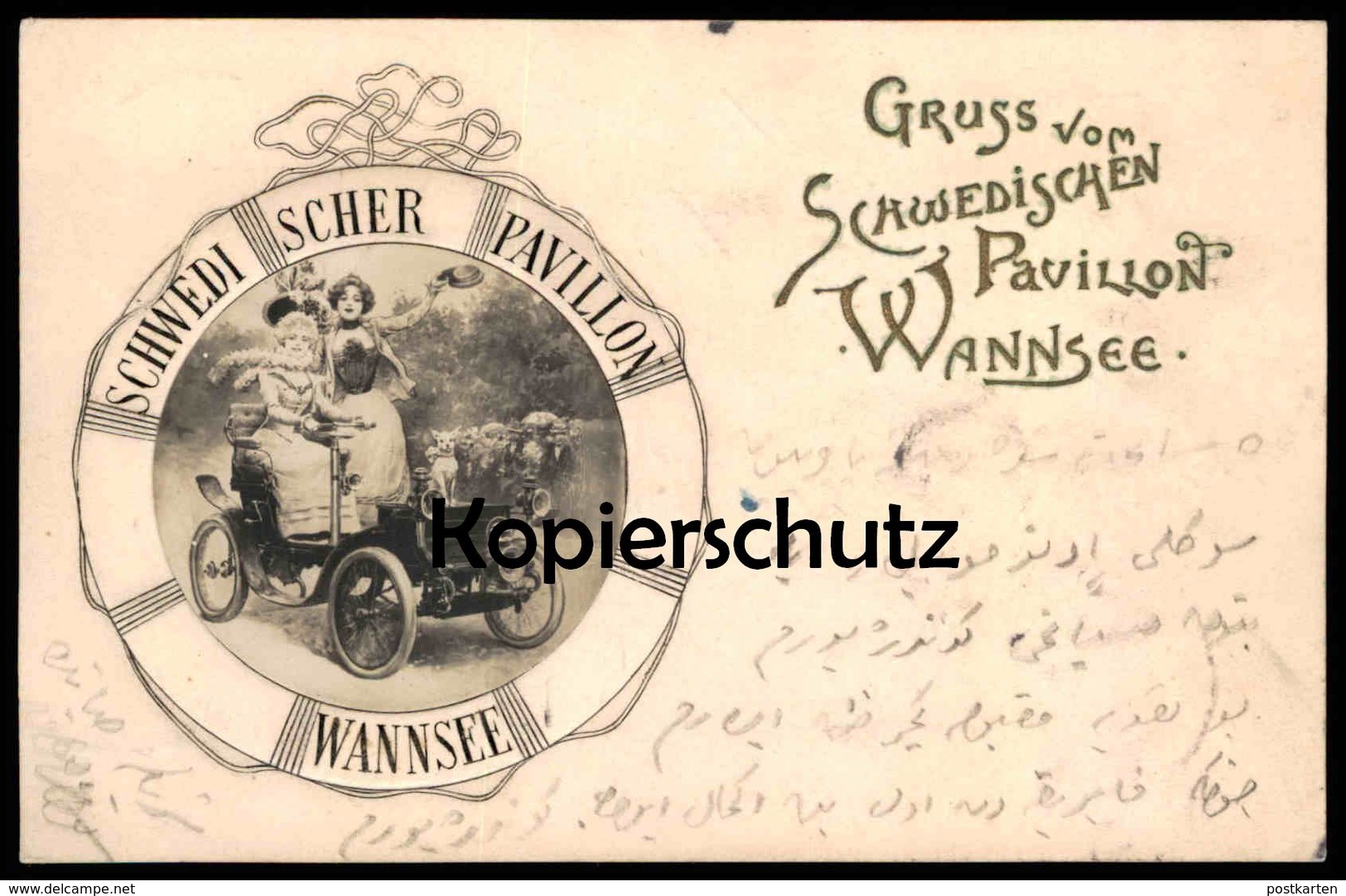 ALTE POSTKARTE BERLIN SCHWEDISCHER PAVILLON WANNSEE 1902 AUTO DE DION-BOUTON Car Oldtimer Botschaft Türkei Diplomat AK - Wannsee